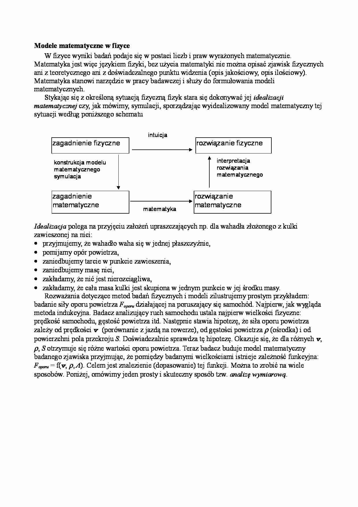 Modele matematyczne w fizyce - strona 1