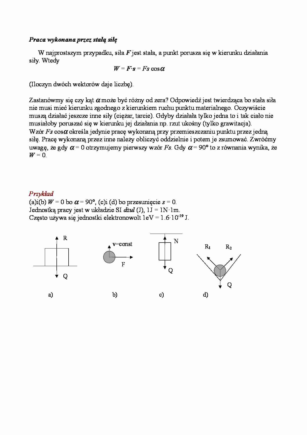 Praca wykonana przez stałą siłę - strona 1