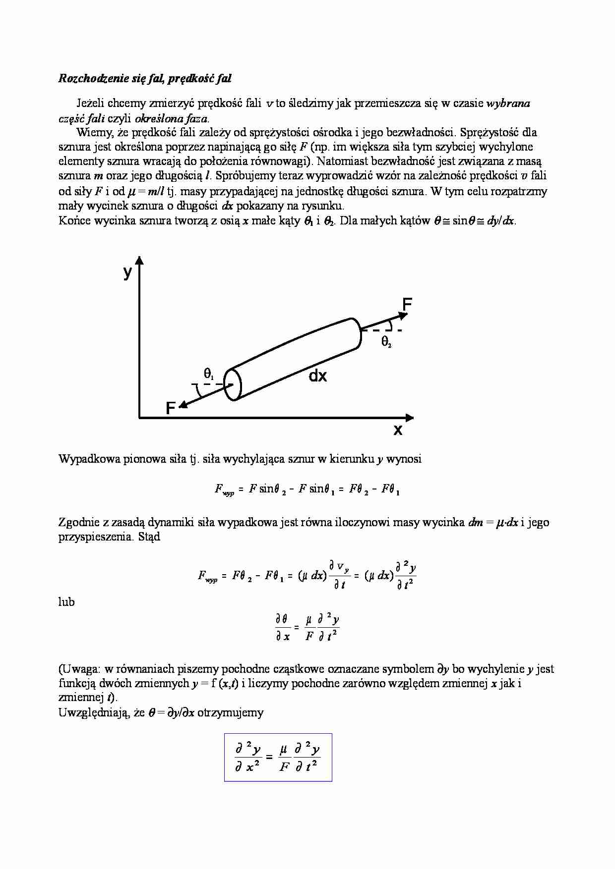 Rozchodzenie się fal, prędkość fal - strona 1