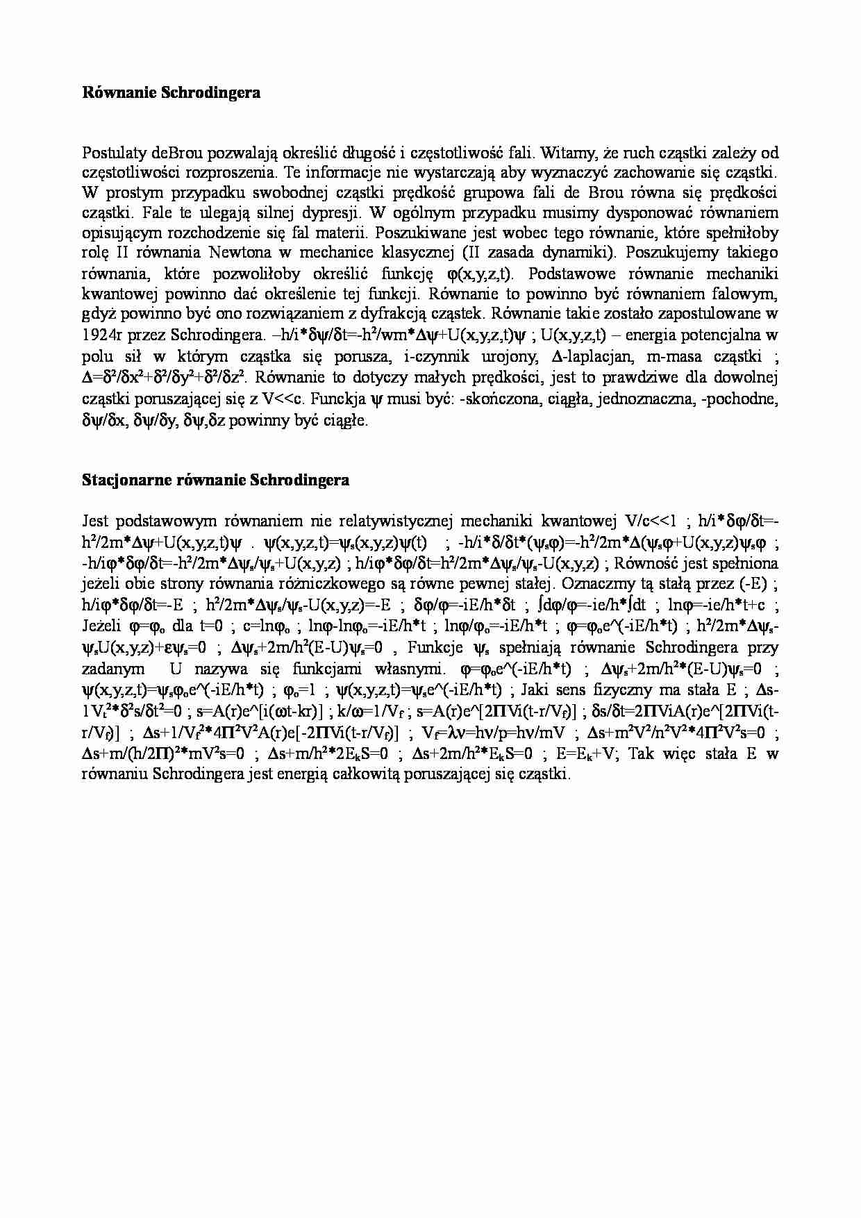 Fizyka - Równanie Schrodingera - strona 1