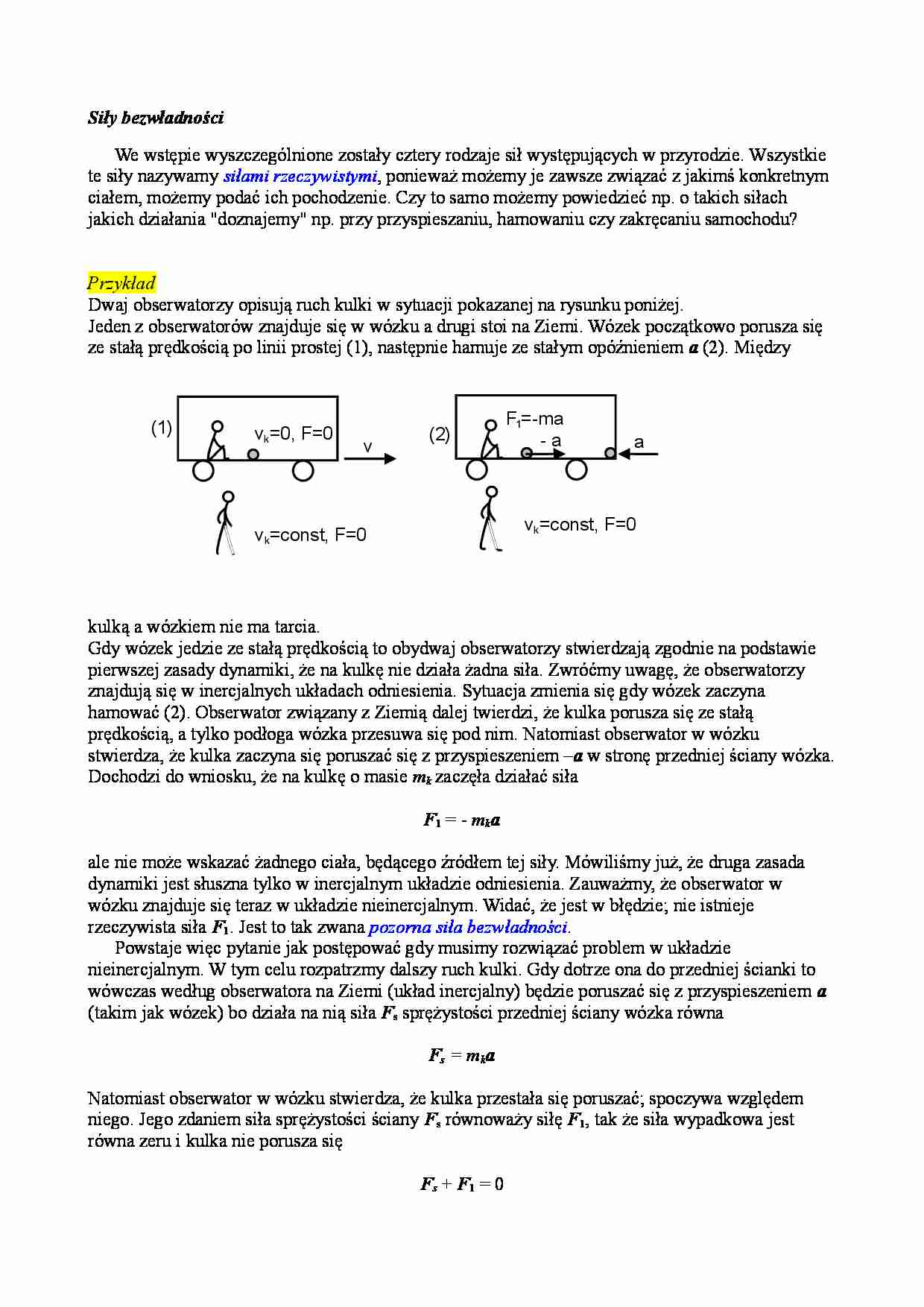 Fizyka - Siły bezwładności - strona 1