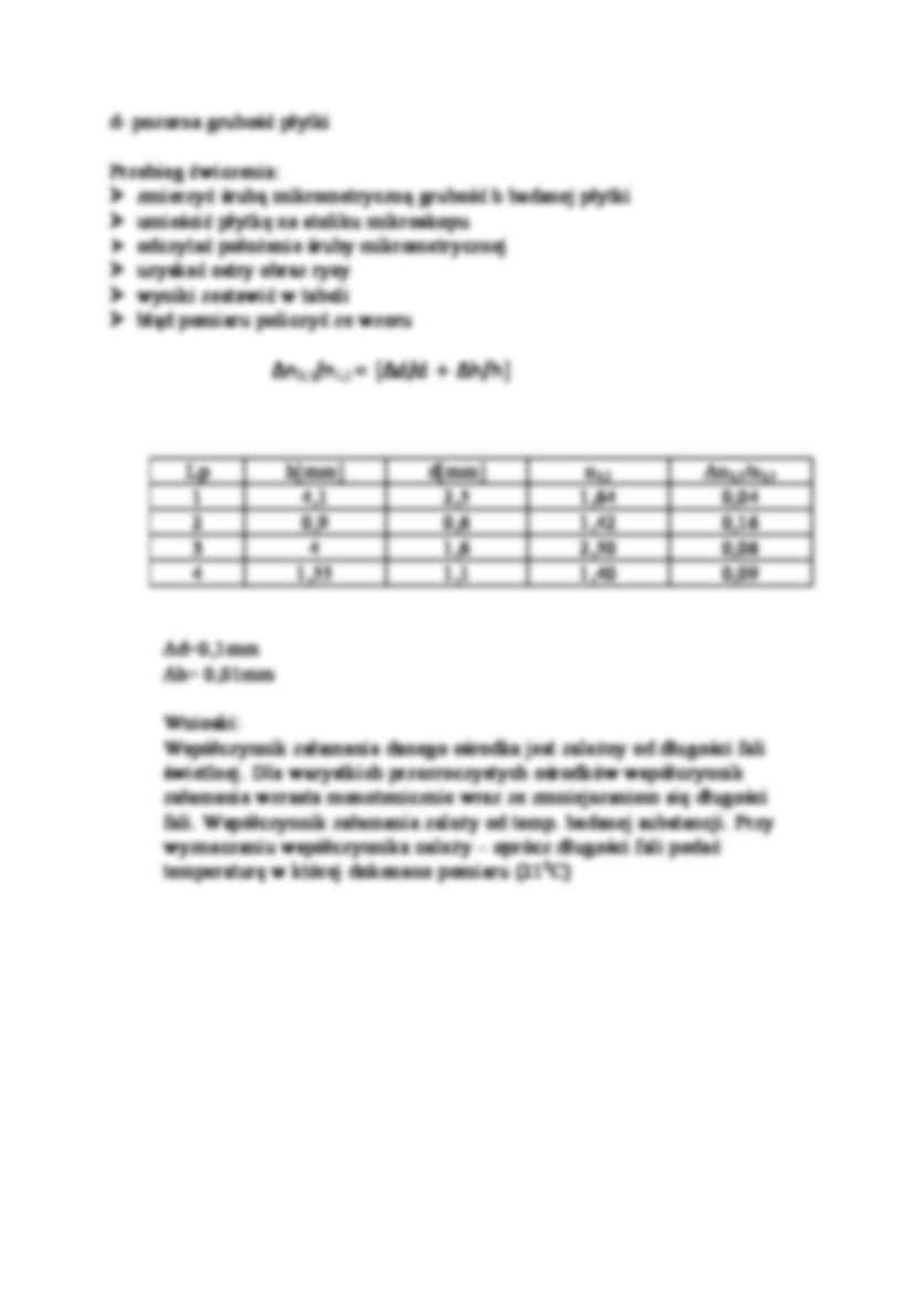 Sprawozdanie z wyznaczania współczynnika  załamania światła - strona 3