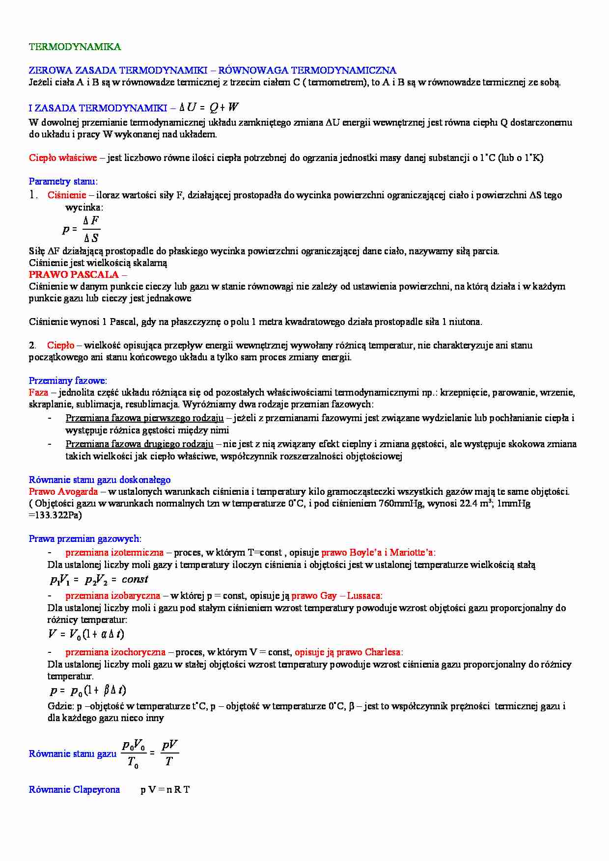 Fizyka - teoria termodynamiki - strona 1
