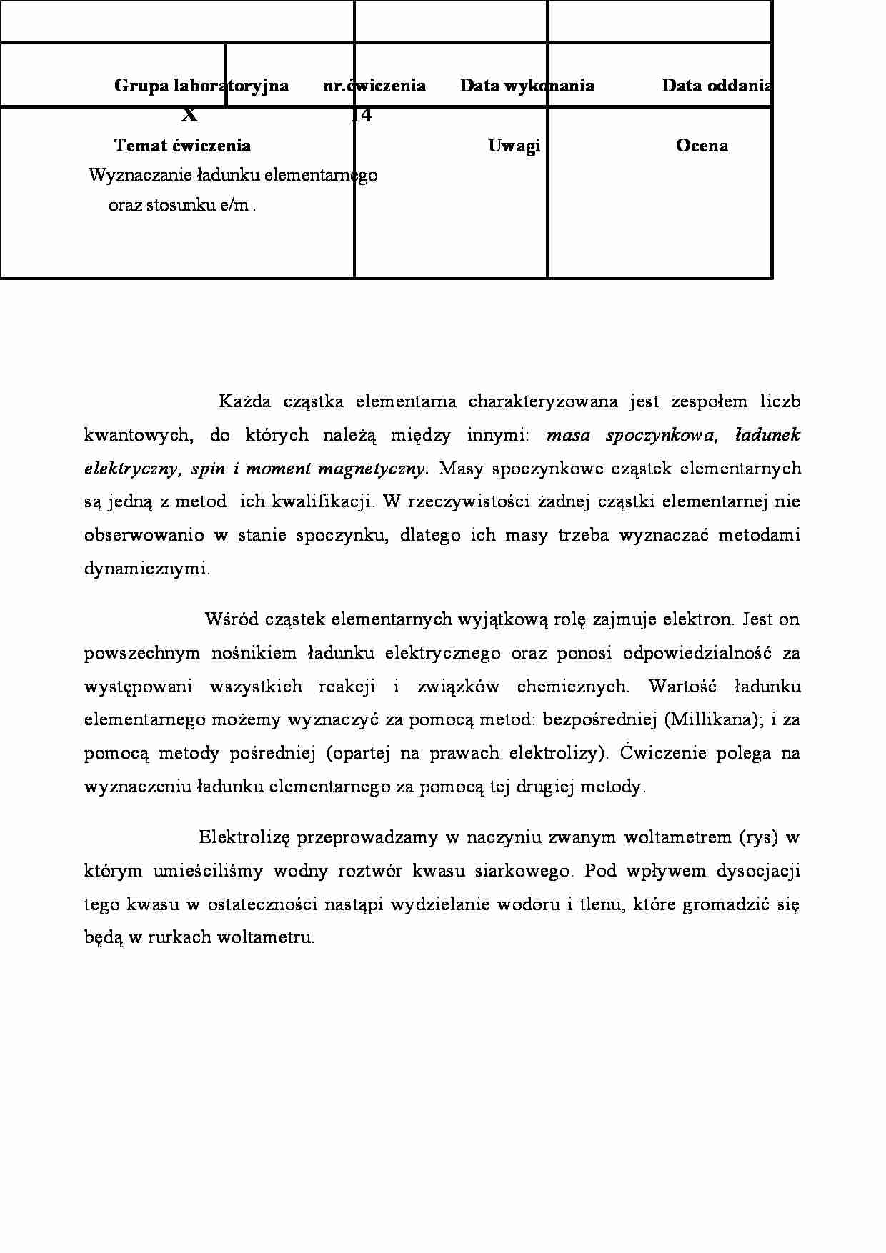 Wyznaczanie ładunku elementarnego - strona 1