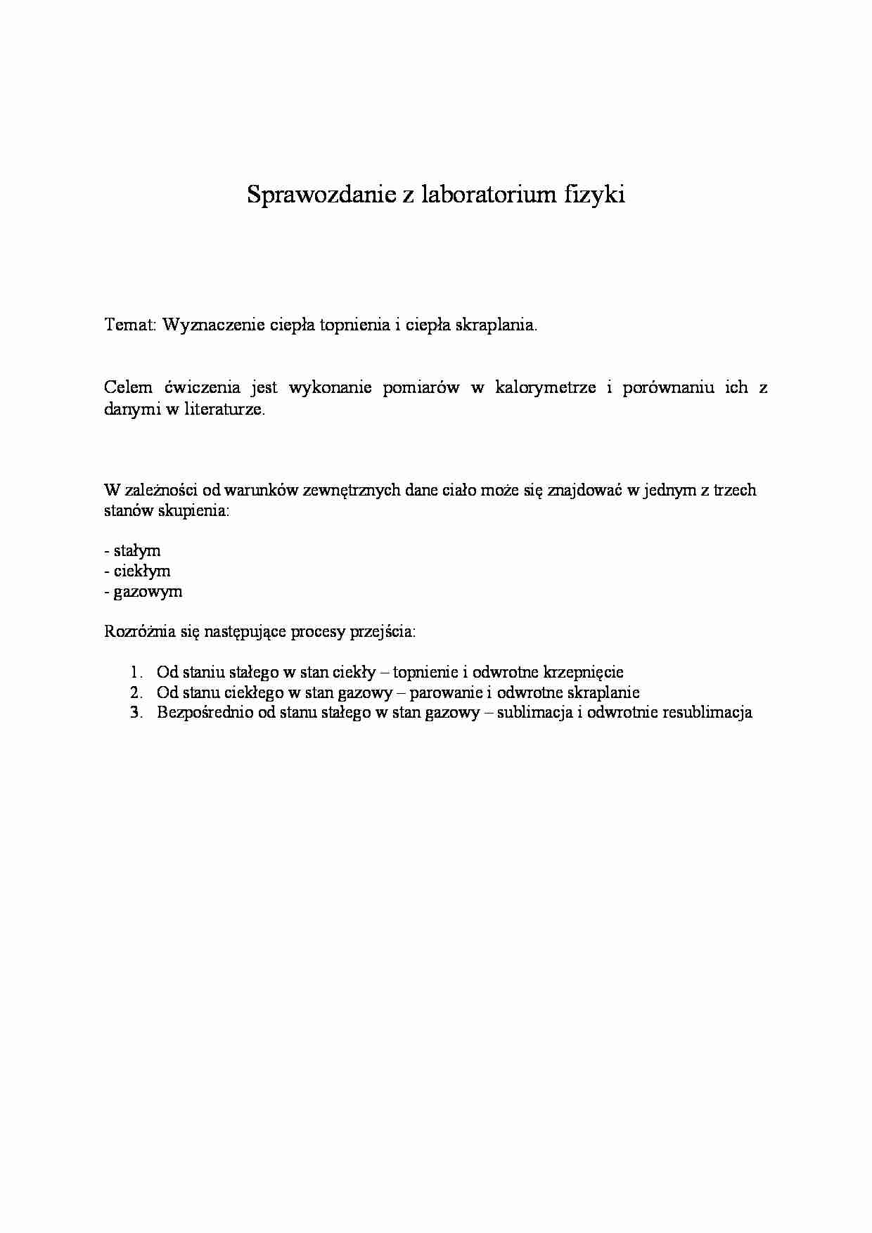 Wyznaczanie ciepła skraplania i topnienia - strona 1