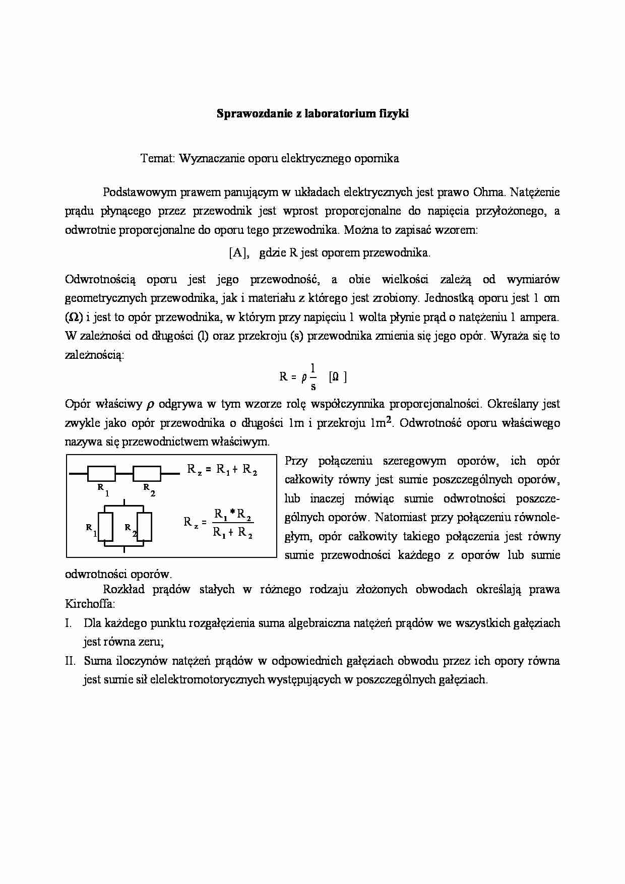 Wyznaczanie oporu elektrycznego opornika - strona 1