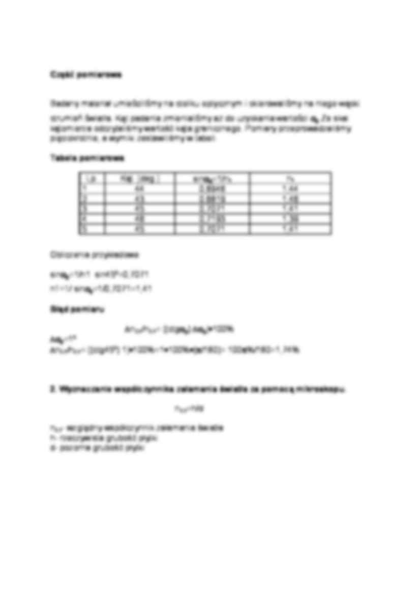 Wyznaczanie współczynnika  załamania światła - strona 2