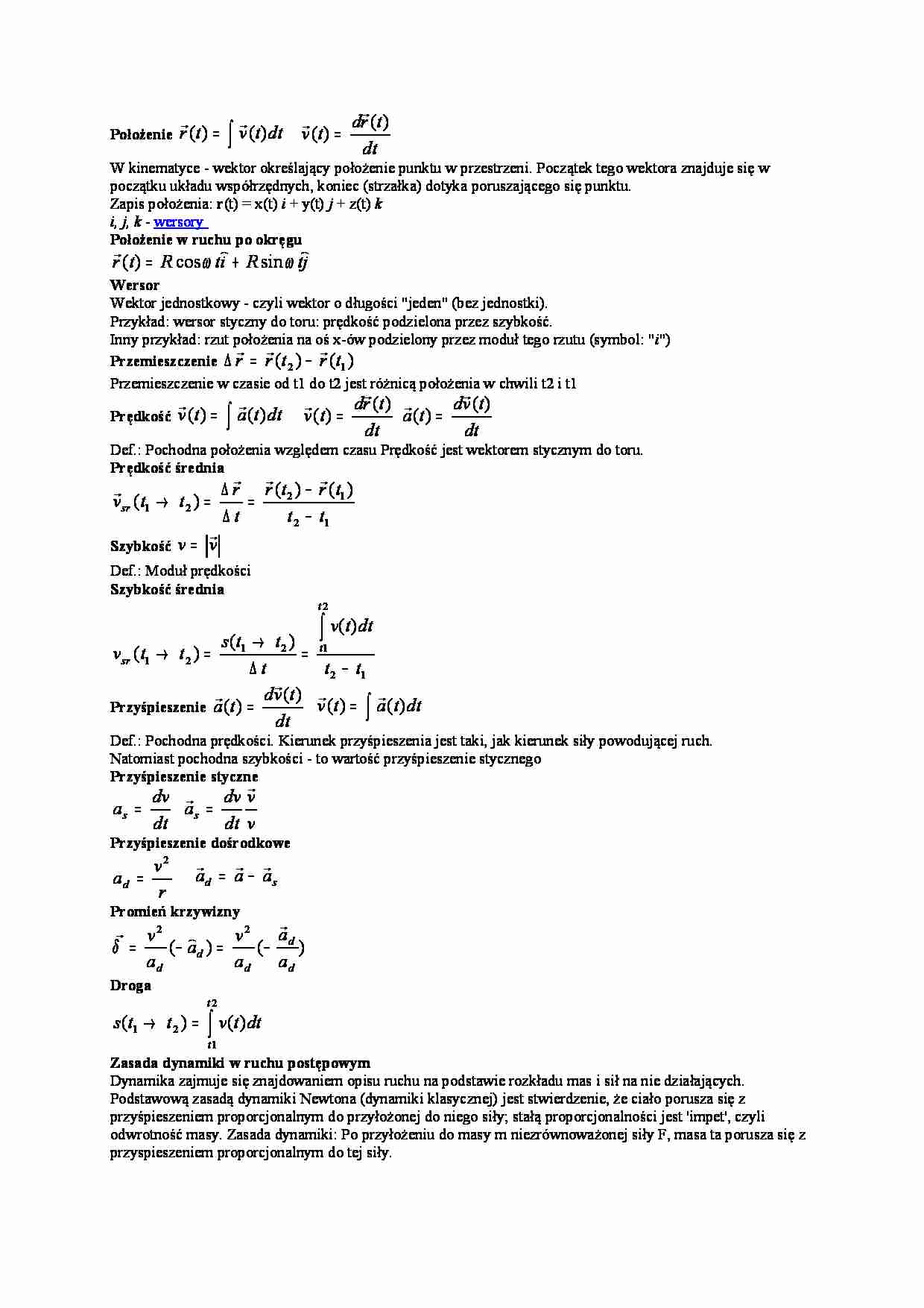 Wzory z kinetyki - strona 1