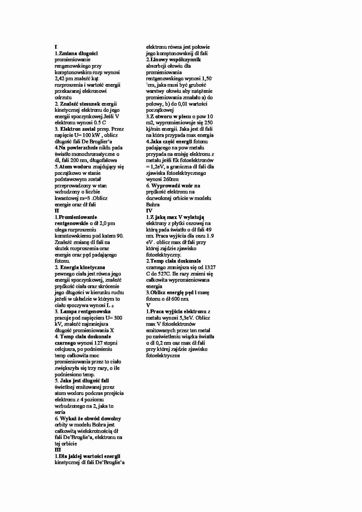 Zestawy zadań z kolokwium z fizyki - strona 1