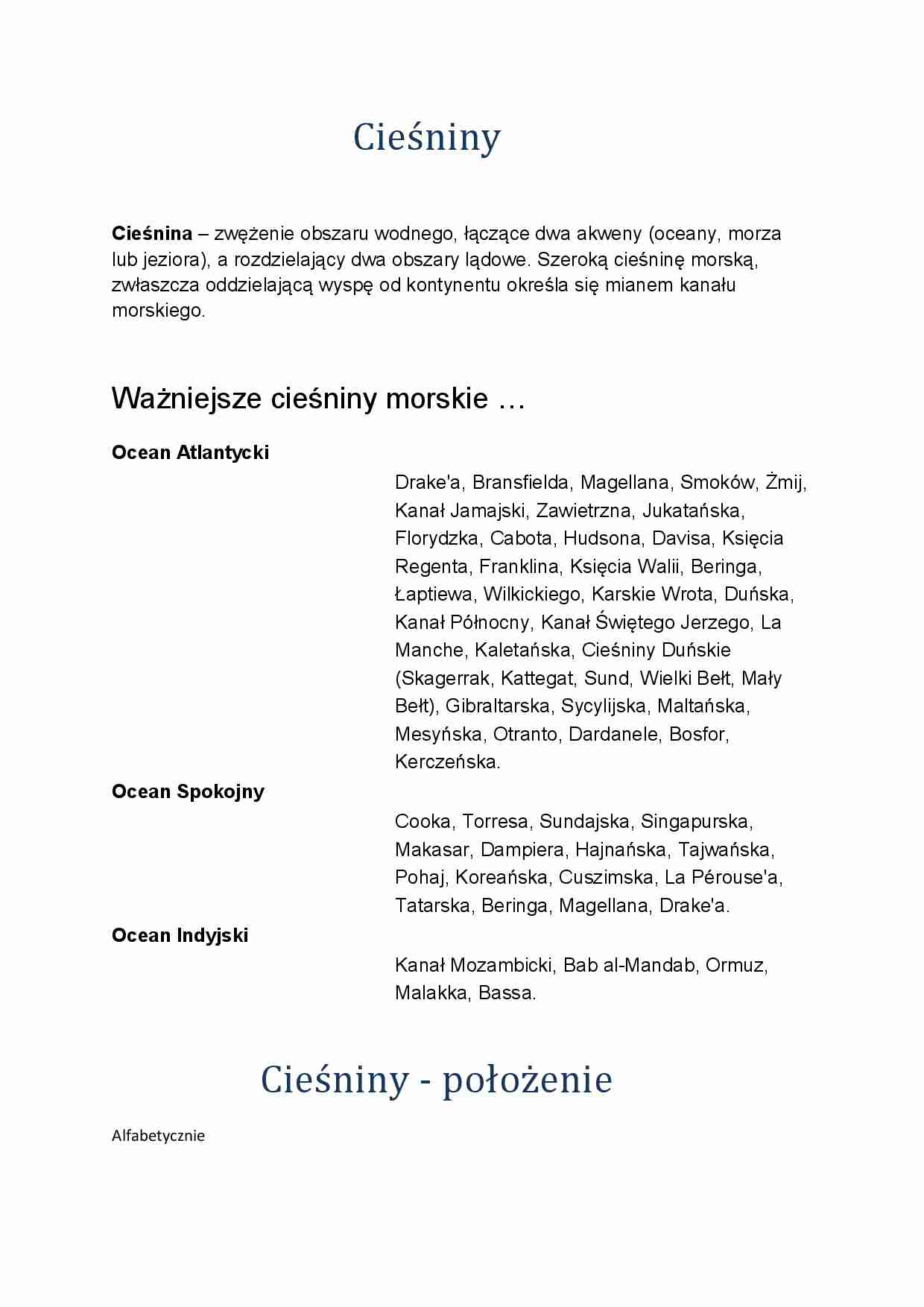 Geografia transportu morskiego - cieśniny - strona 1