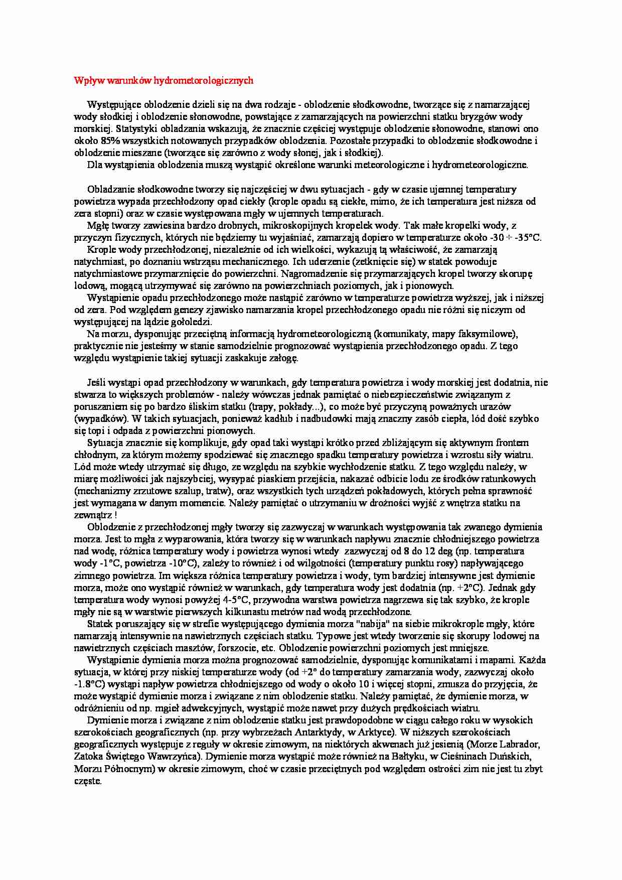 Wpływ warunków meteorologicznych - strona 1