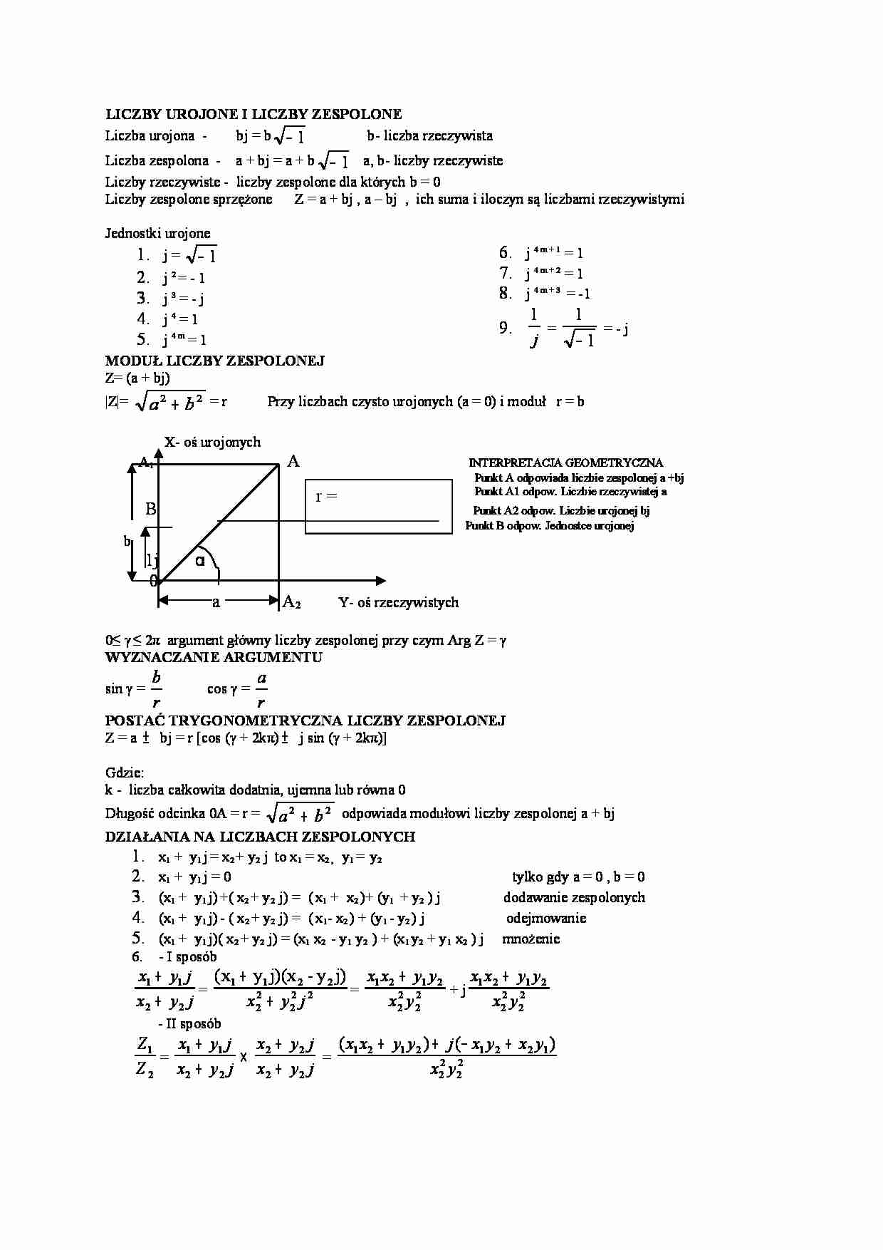 Liczby ukrojone i zespolone - strona 1