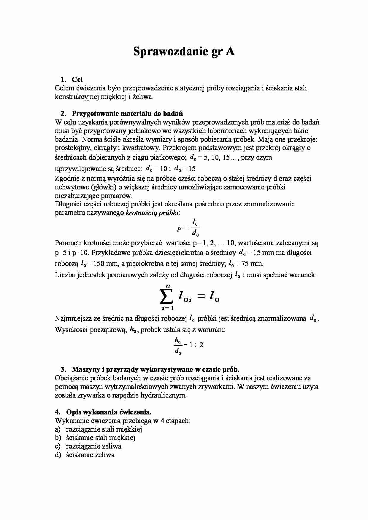 Statyczna próby rozciągania i ściskania stali konstrukcyjnej - strona 1