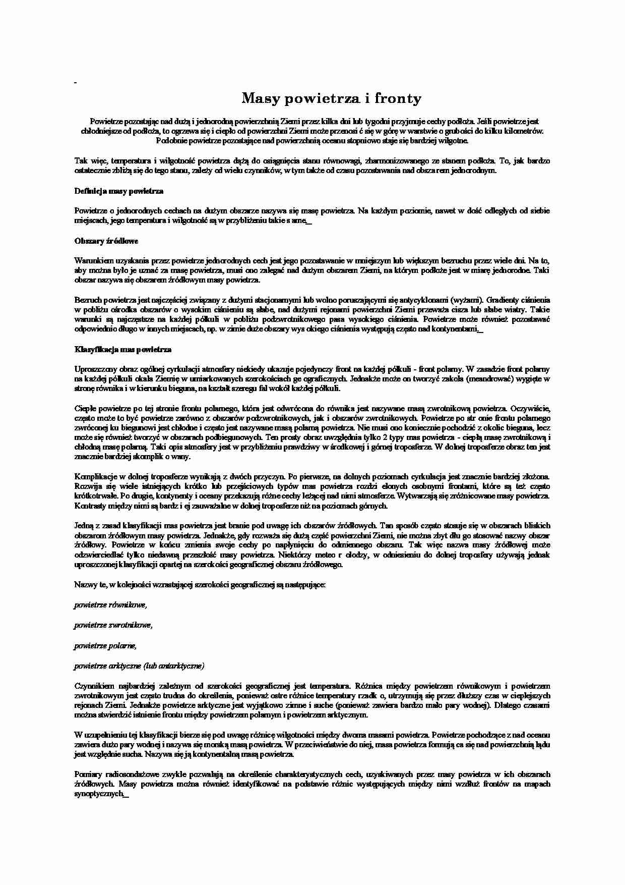Masy powietrza i fronty - strona 1