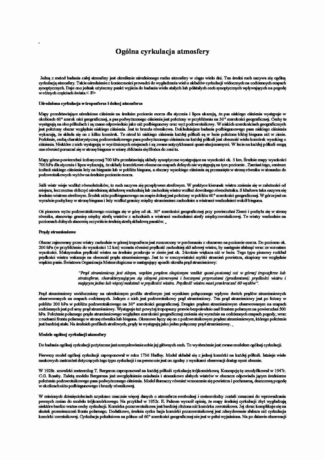 Ogólna cyrkulacja atmosfery - strona 1