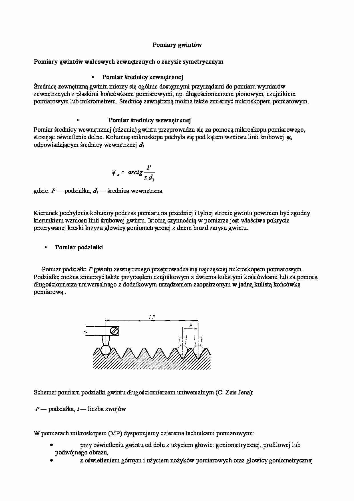 Pomiary gwintów walcowych zewnętrznych  - strona 1