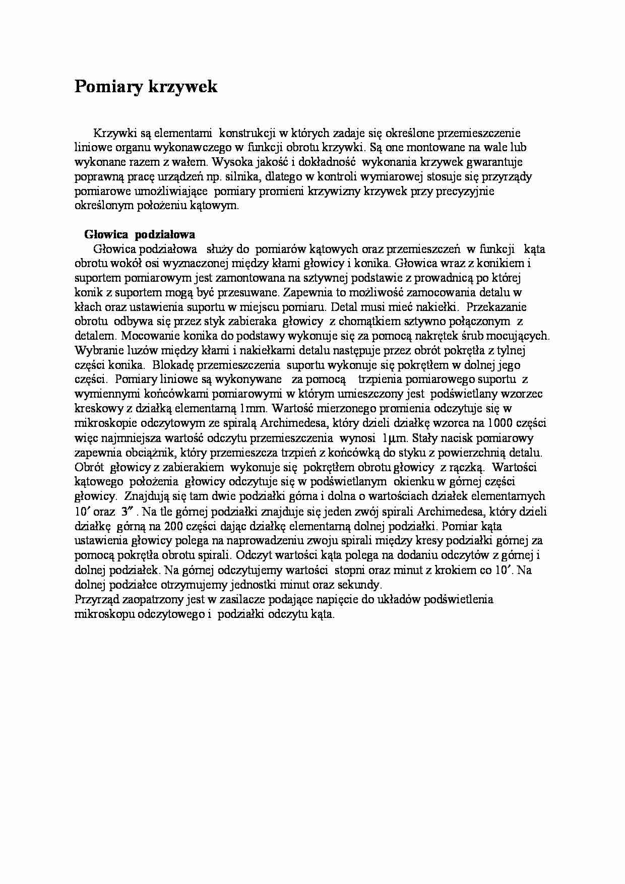 Metrologia - Pomiary krzywek - strona 1