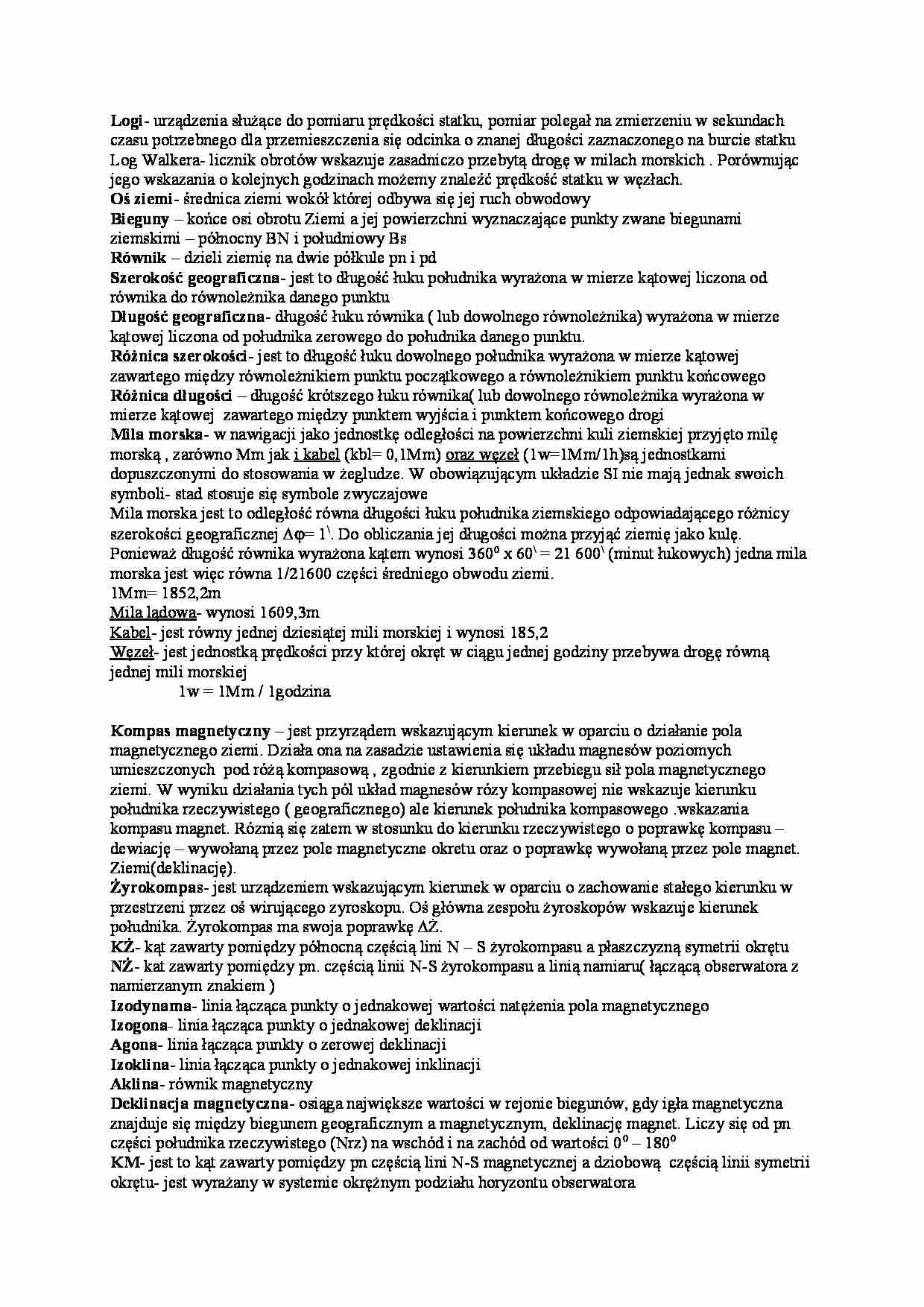 Kolokwium z nawigacji 1 - strona 1