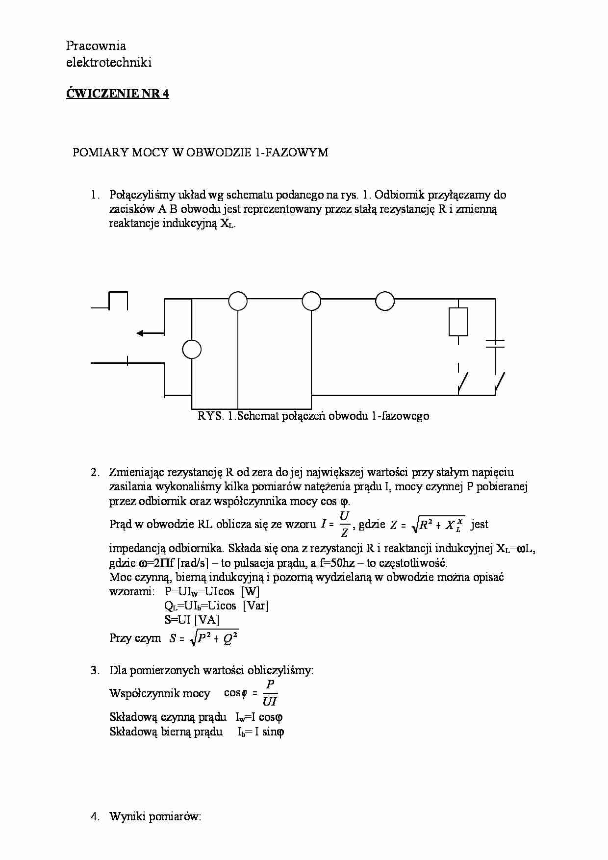 Pomiary mocy w obwodzie 1-fazowym - strona 1