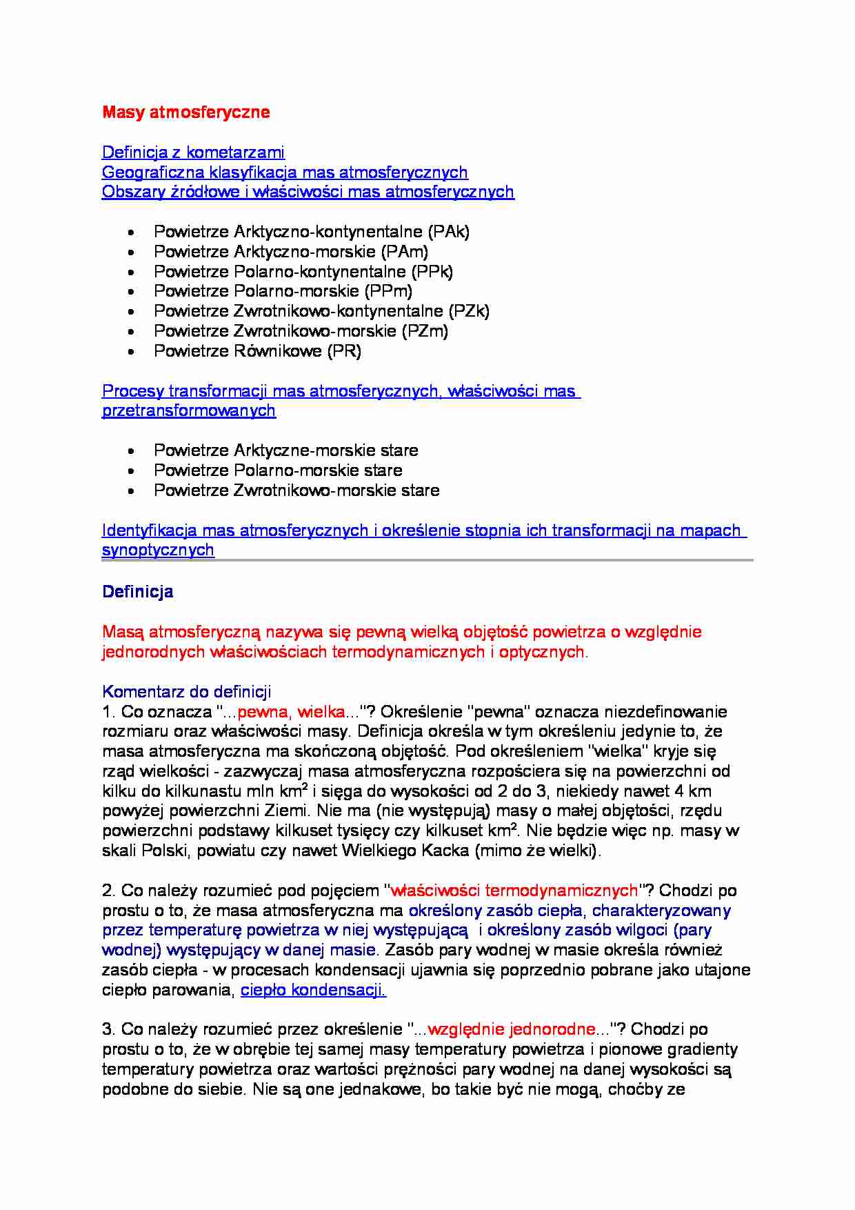 Geografia transportu - Masy atmosferyczne - strona 1