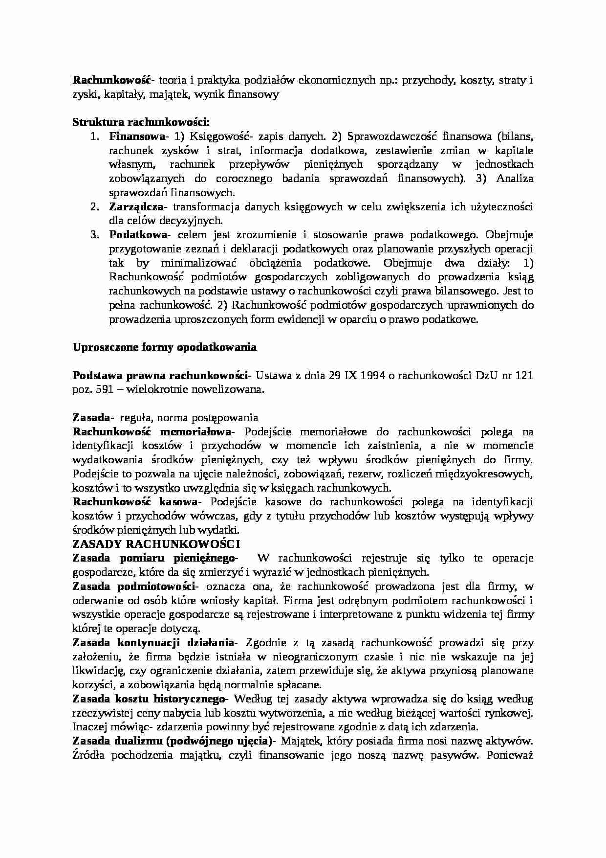 Podstawy rachunkowości - struktury i zasady - strona 1