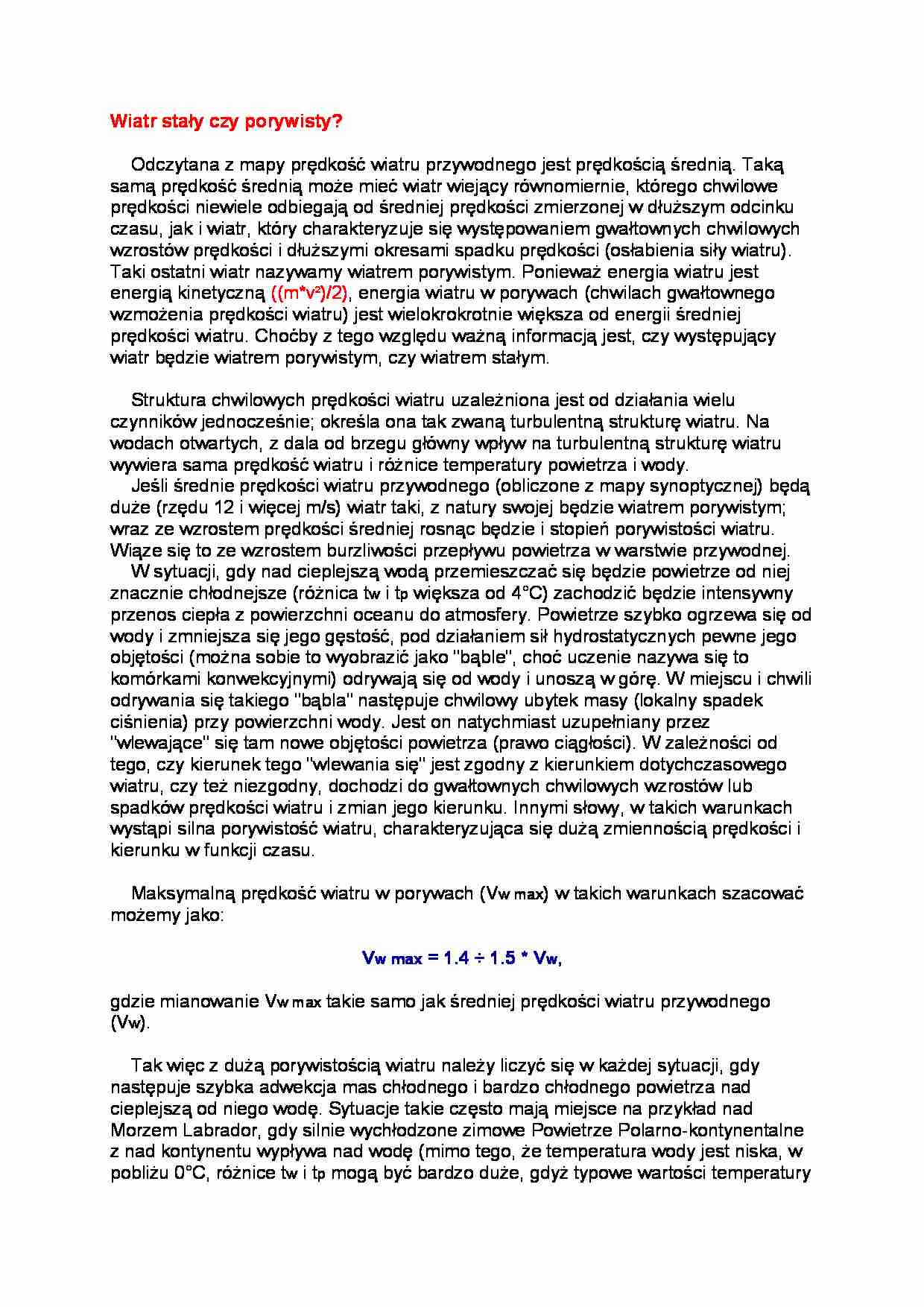 Wiatr stały czy porywisty - strona 1