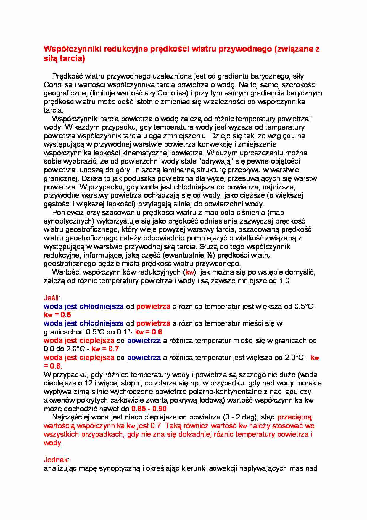 Wspóczynniki redukcyjne prędkości wiatru przywodnego - strona 1