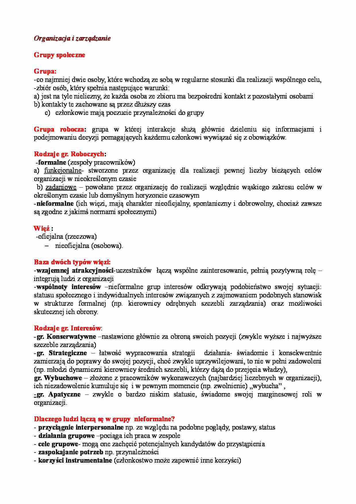 Grupy i więzi społeczne - strona 1