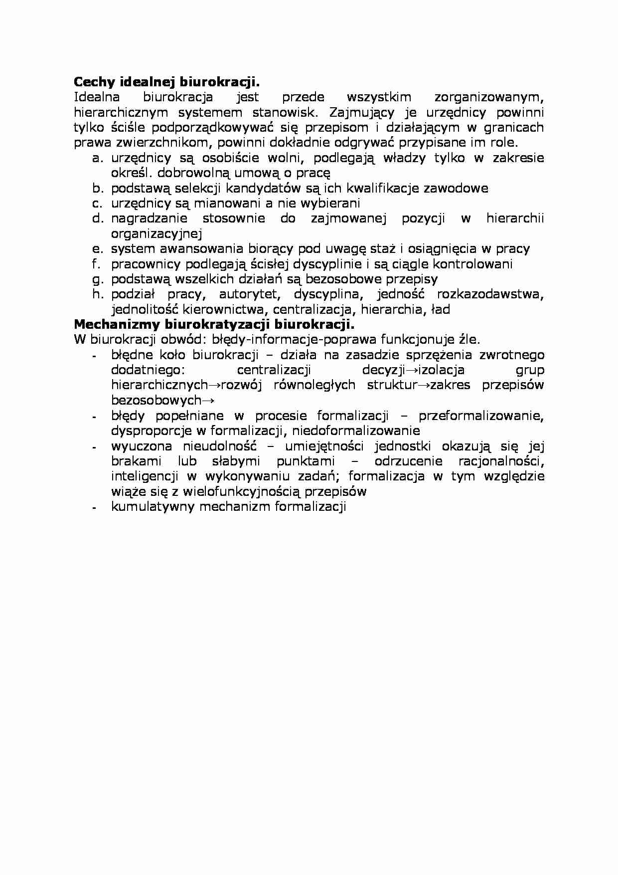 Cechy idealnej biurokracji - strona 1