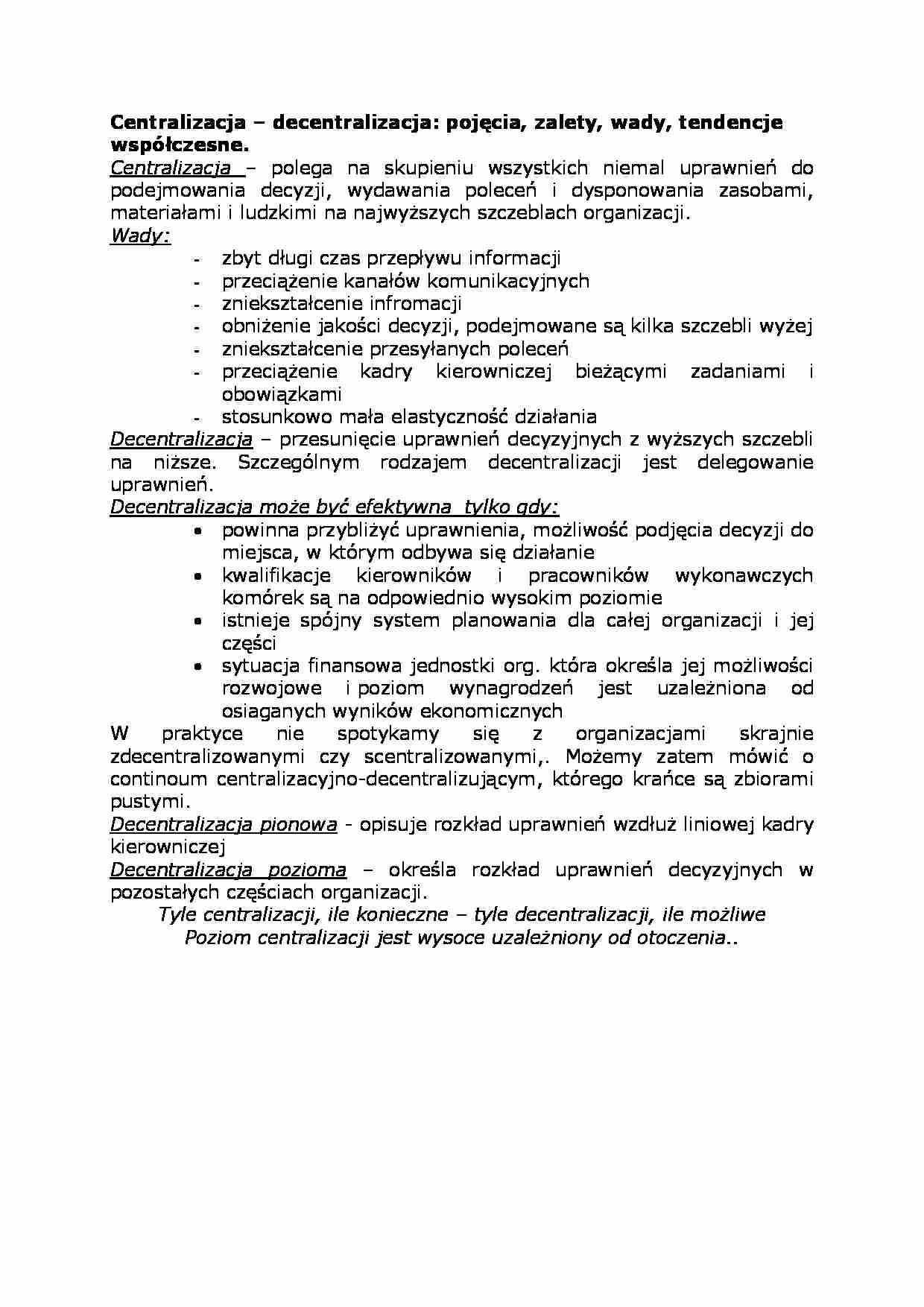 Centralizacja i decentralizacja - strona 1