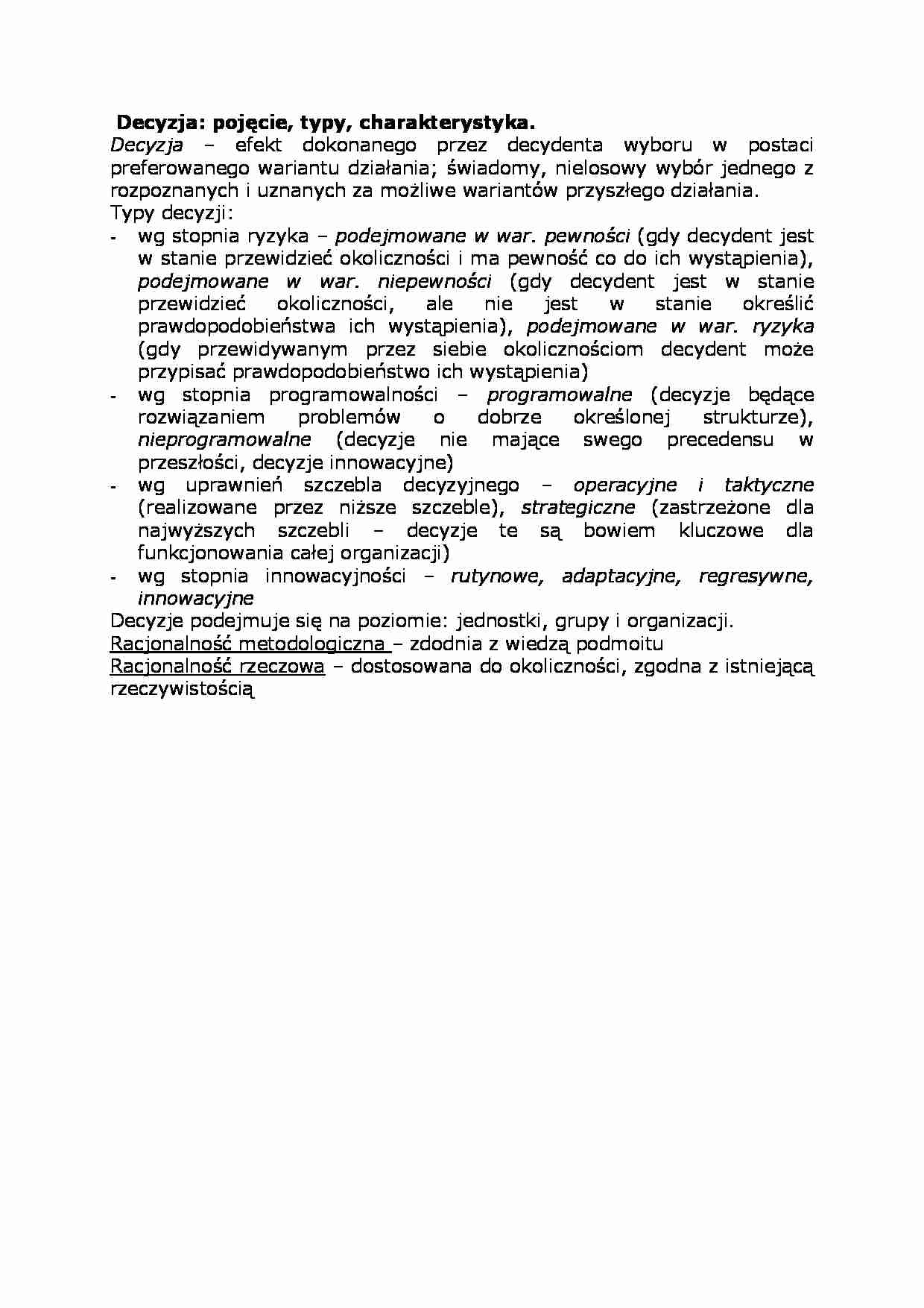 Decyzja - pojęcie, typy, charakterystyka - strona 1