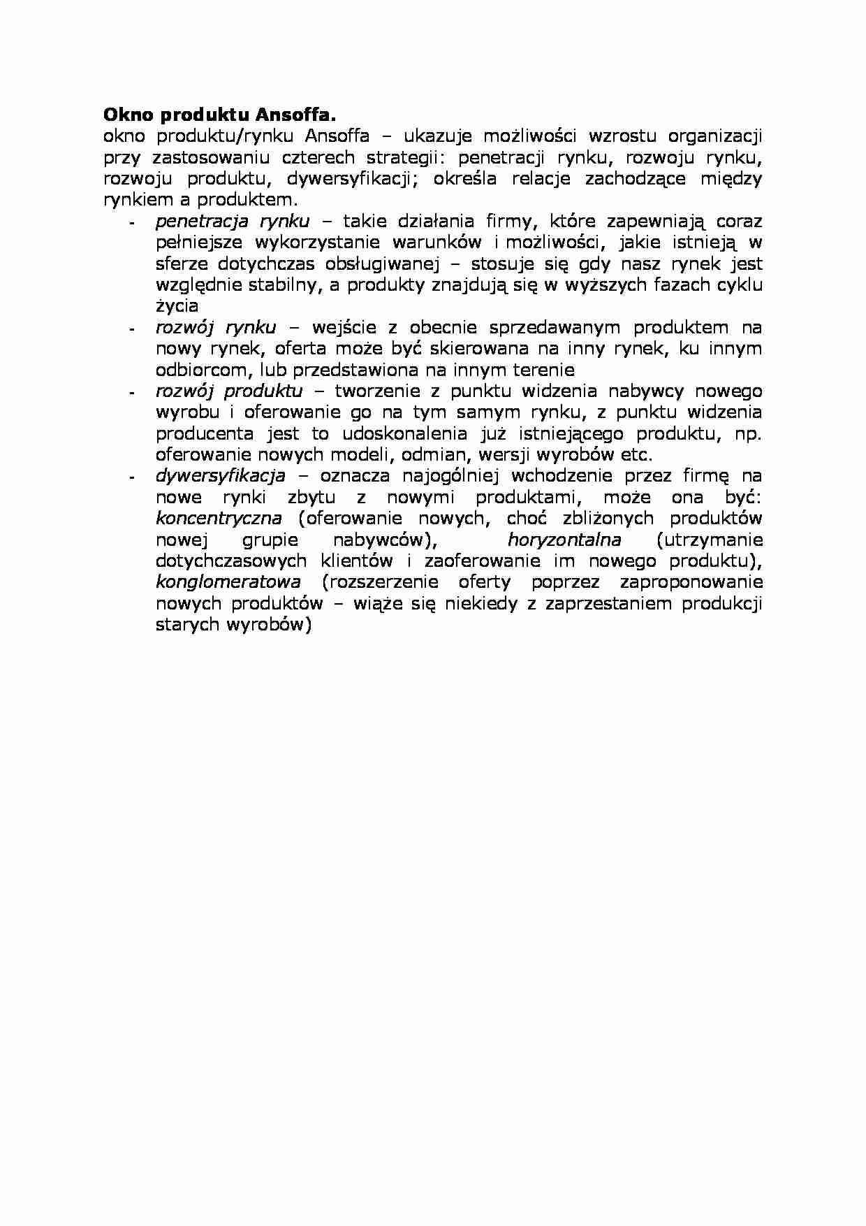 Okno produktu Ansoffa - strona 1
