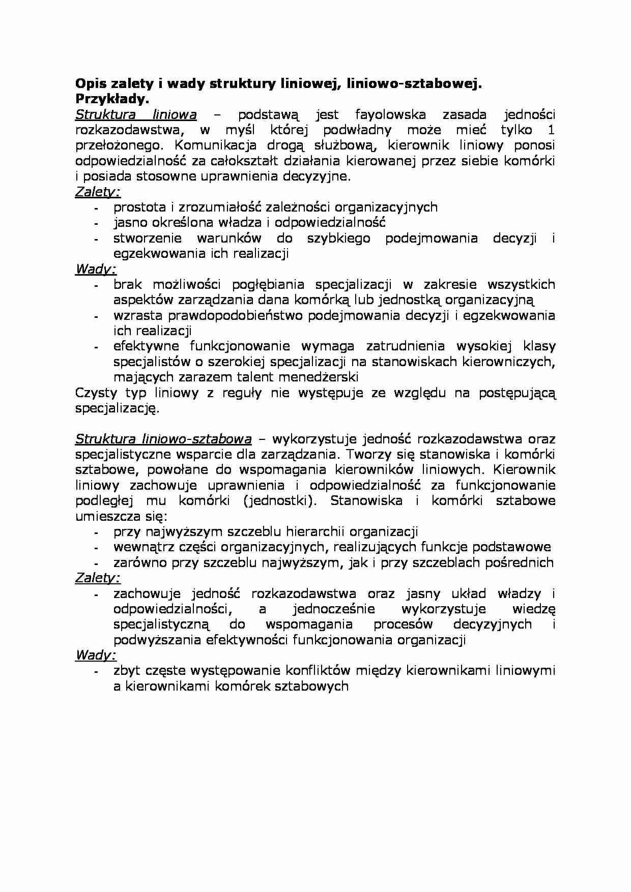 Opis zalety i wady struktury liniowej - strona 1