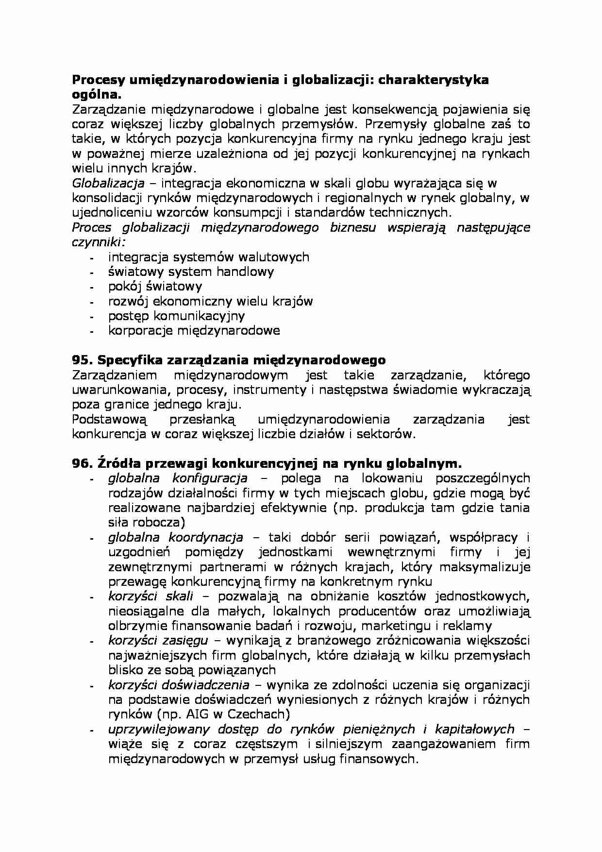 Procesy umiędzynarodowienia i globalizacji - strona 1