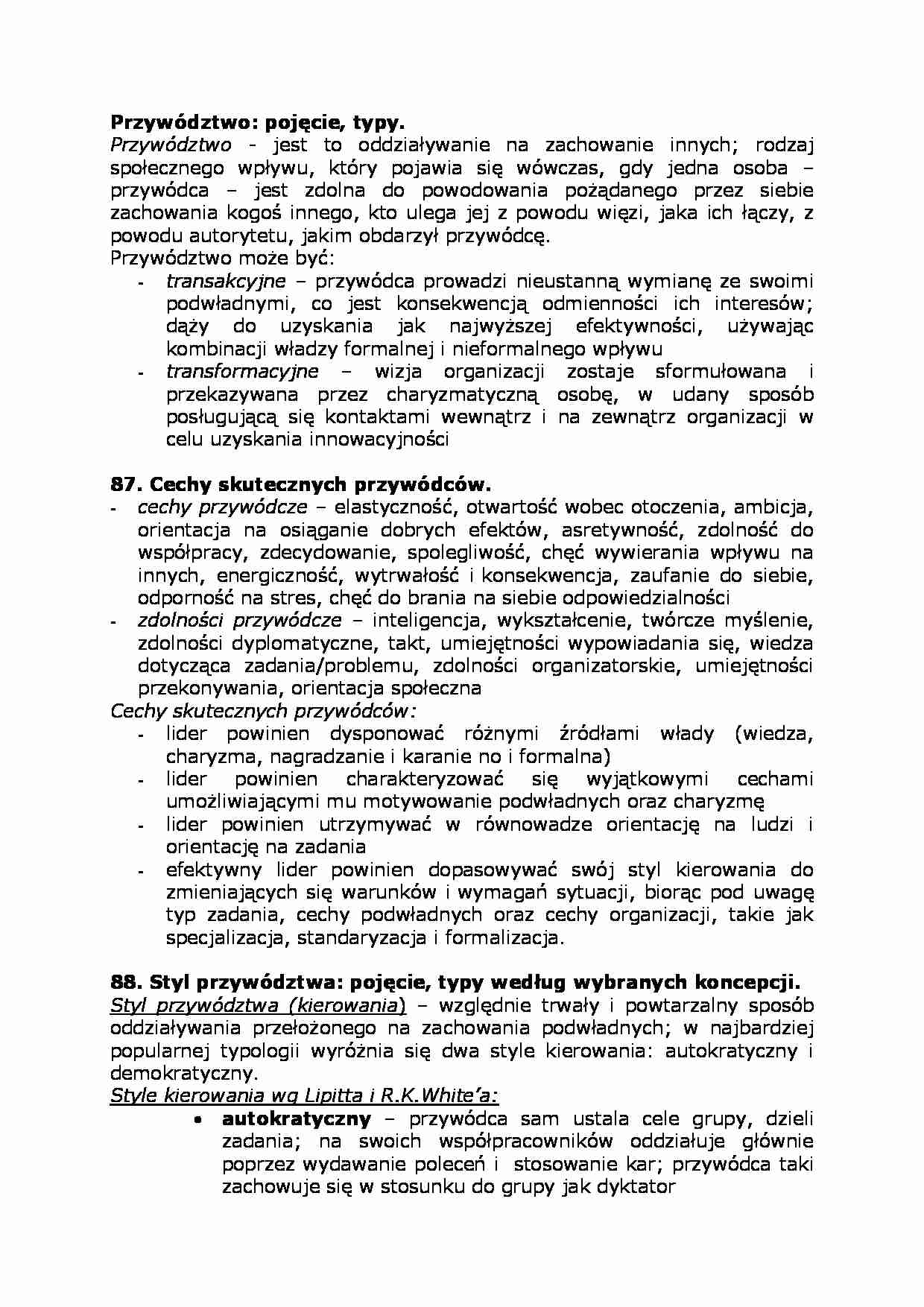 Przywództwo - pojęcie i typy - strona 1