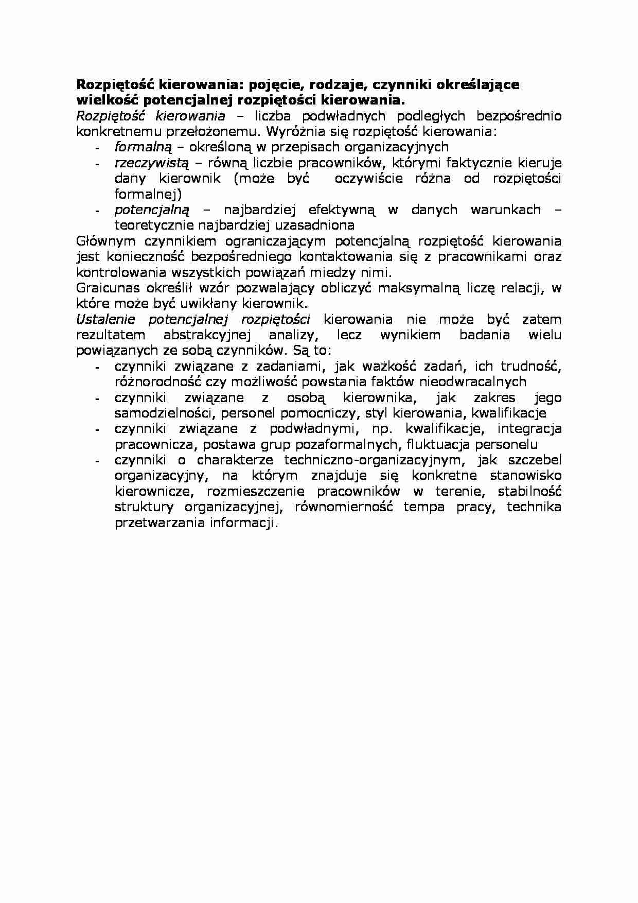 Rozpiętość kierowania - pojęcie i rodzaje - strona 1