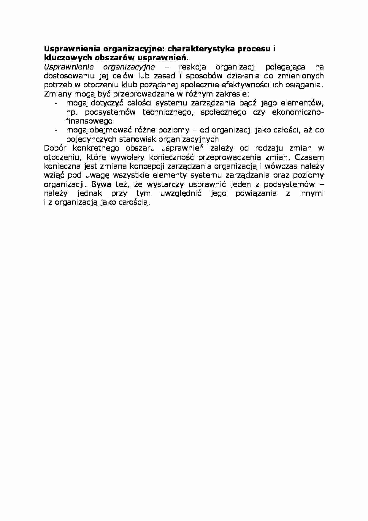 Usprawnienia organizacyjne - charakterystyka - strona 1