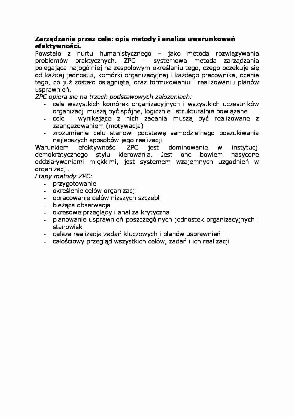 Zarządzanie przez cele - strona 1