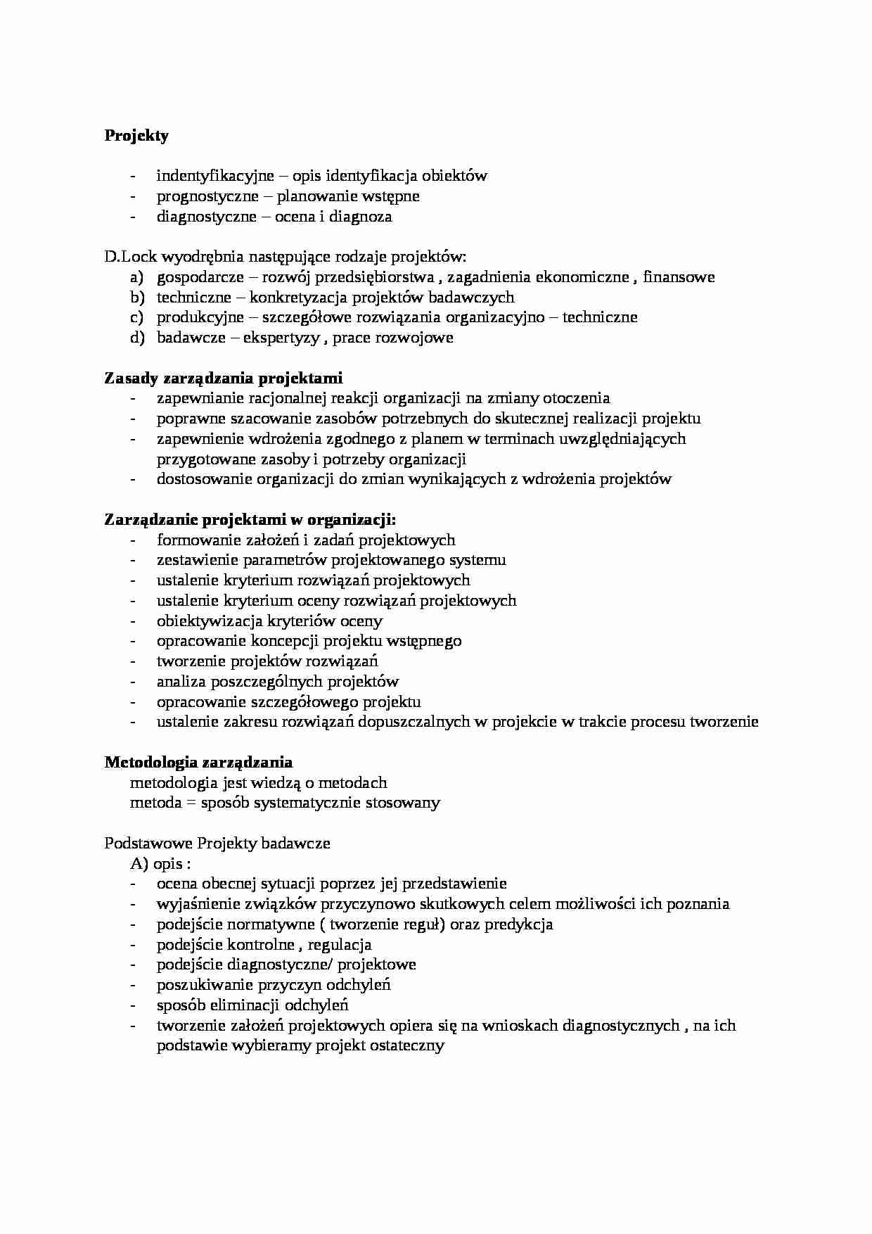 Projekty i zasady zarządzania projektami - strona 1