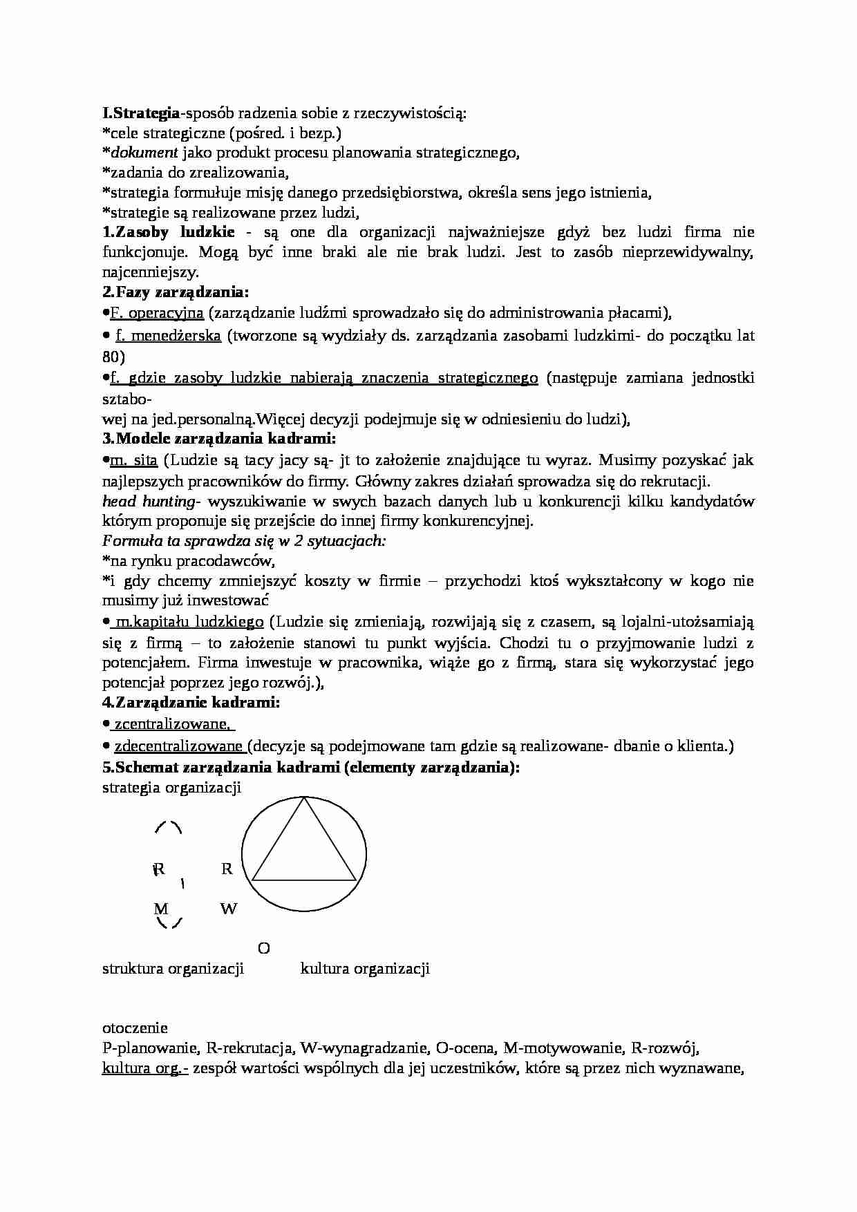 Zarządzanie zasobami ludzkimi - wykład - strona 1