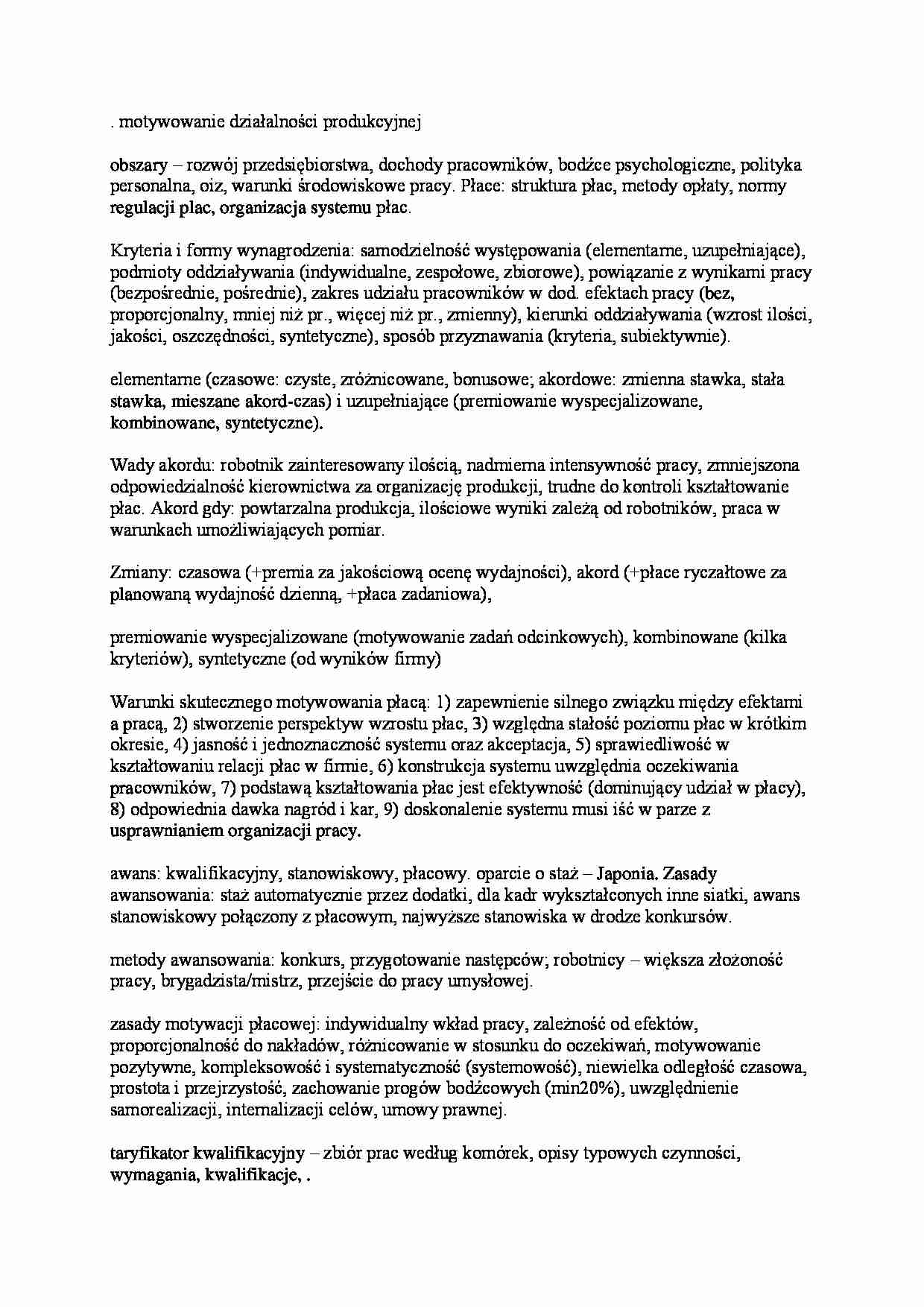 Motywowanie działalności produkcyjnej - strona 1