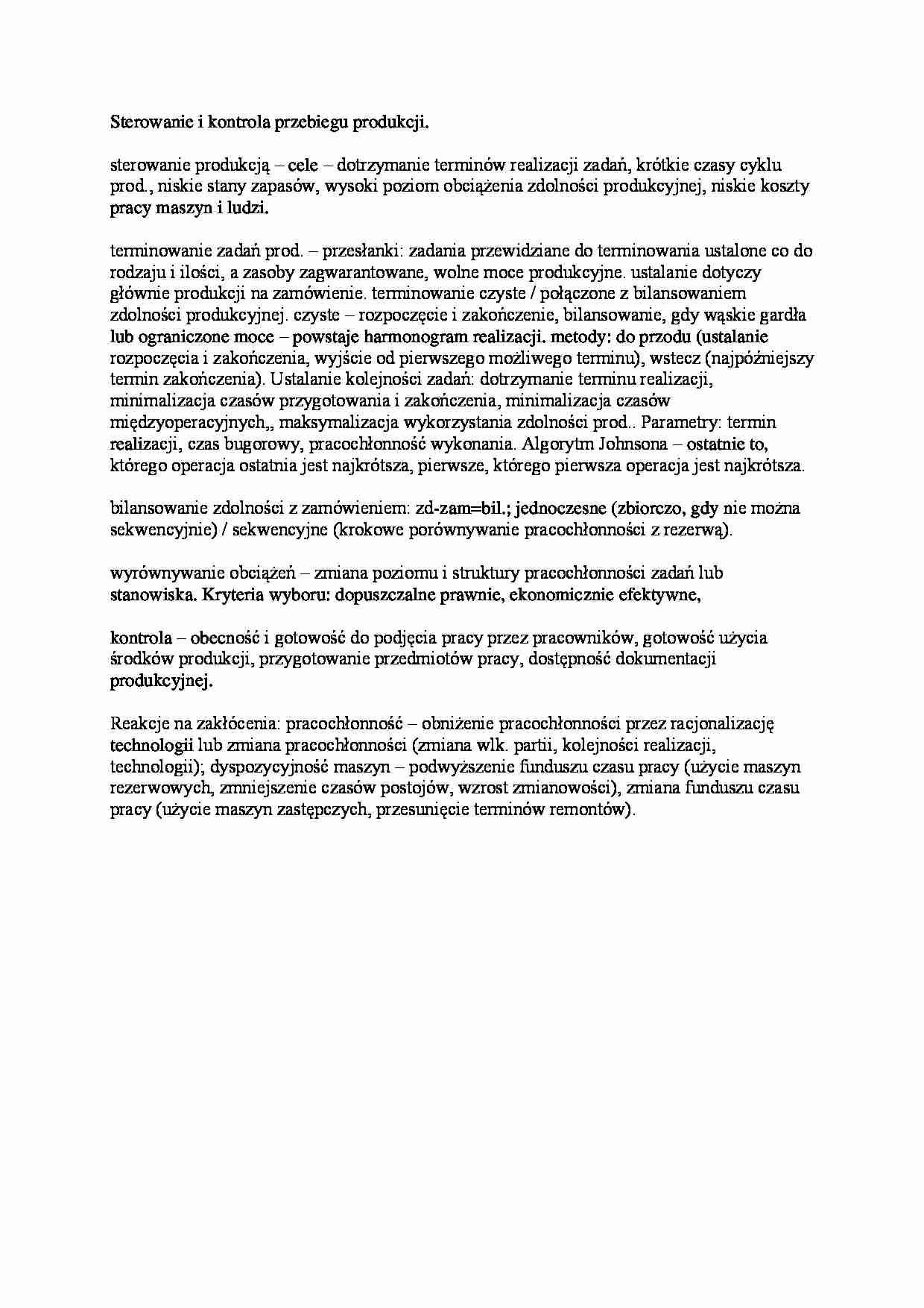 Sterowanie i kontrola przebiegu produkcji - strona 1