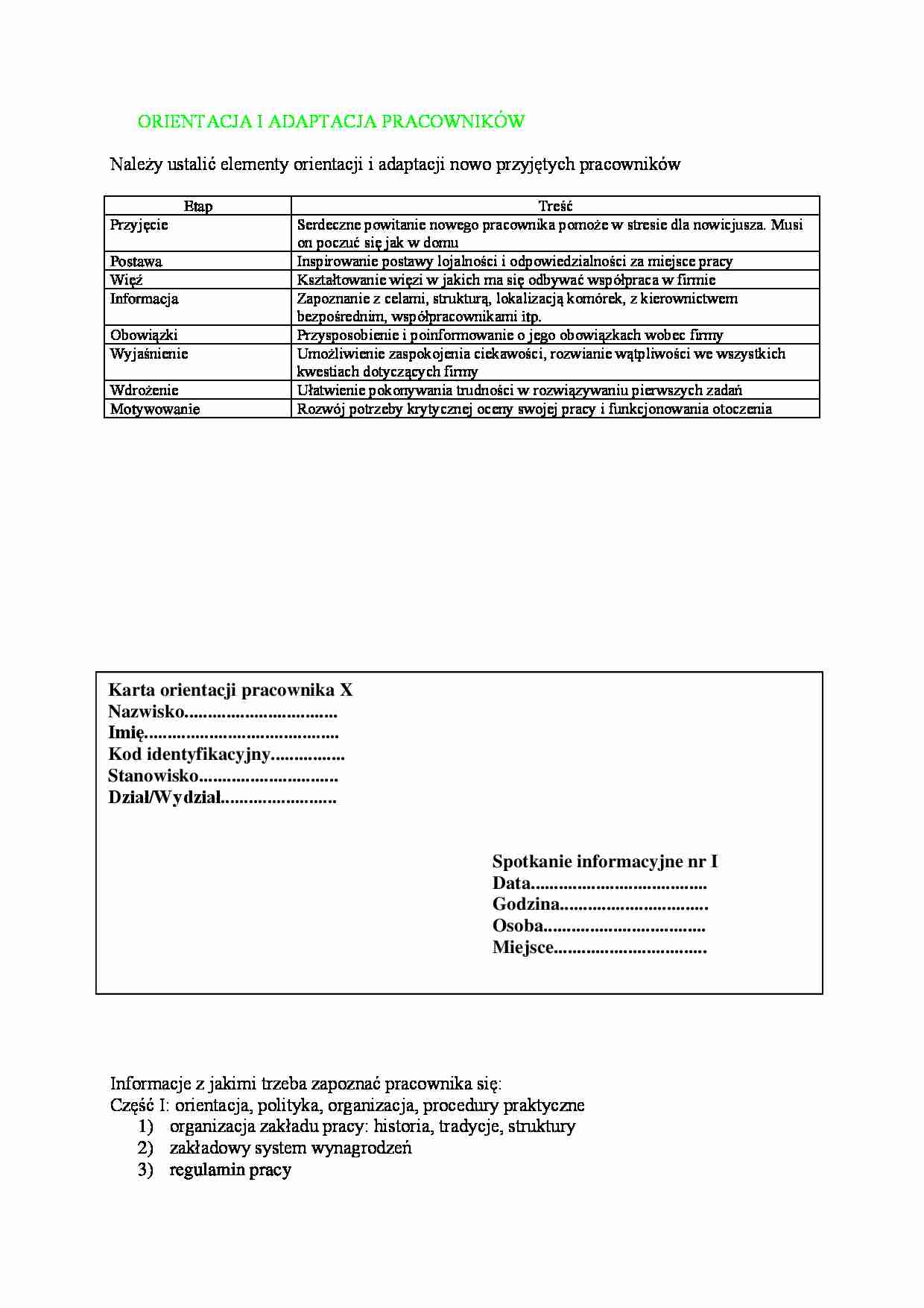 Orientacja i adaptacja pracowników - strona 1