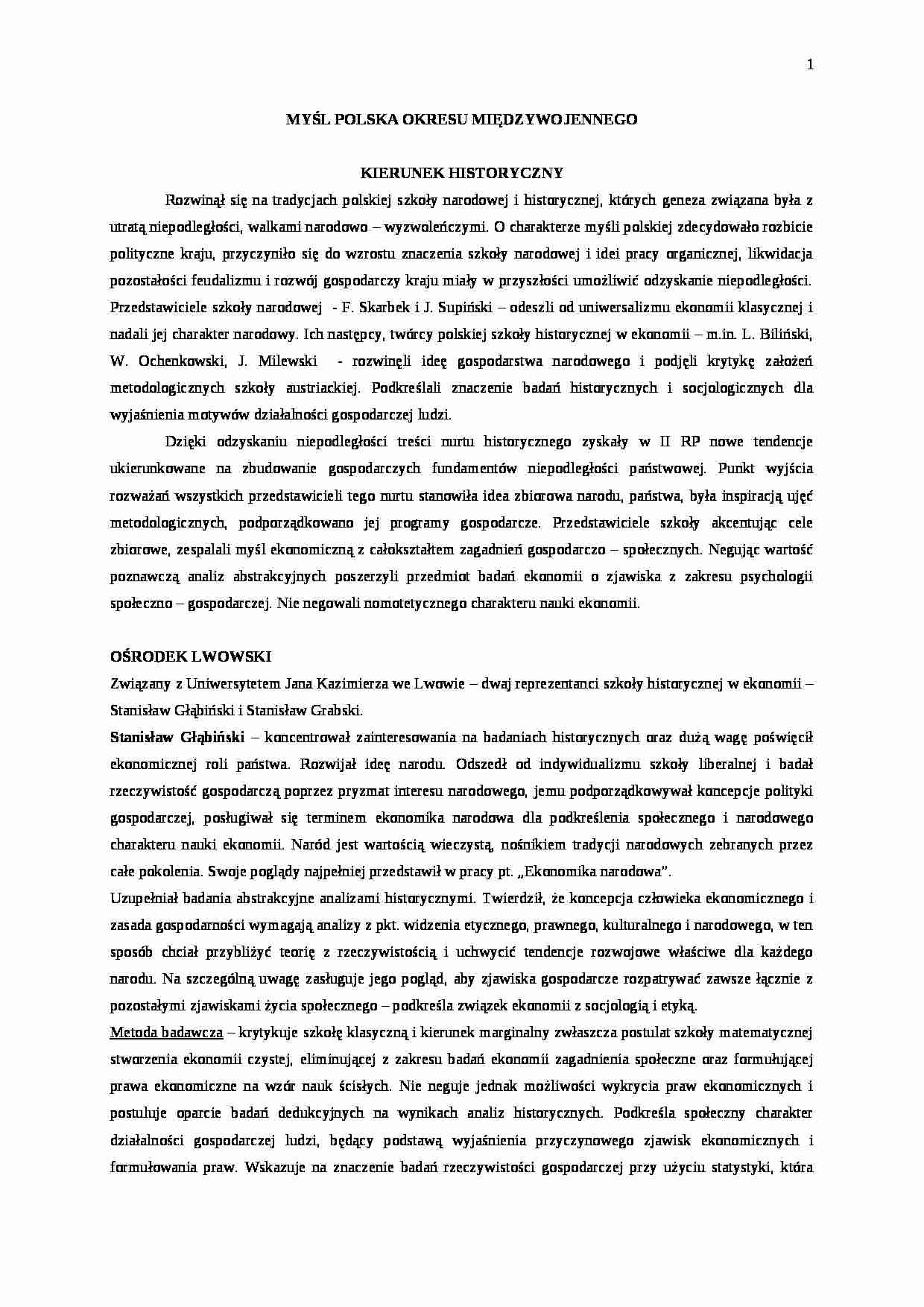 Historia myśli ekonomicznej. Polska - strona 1