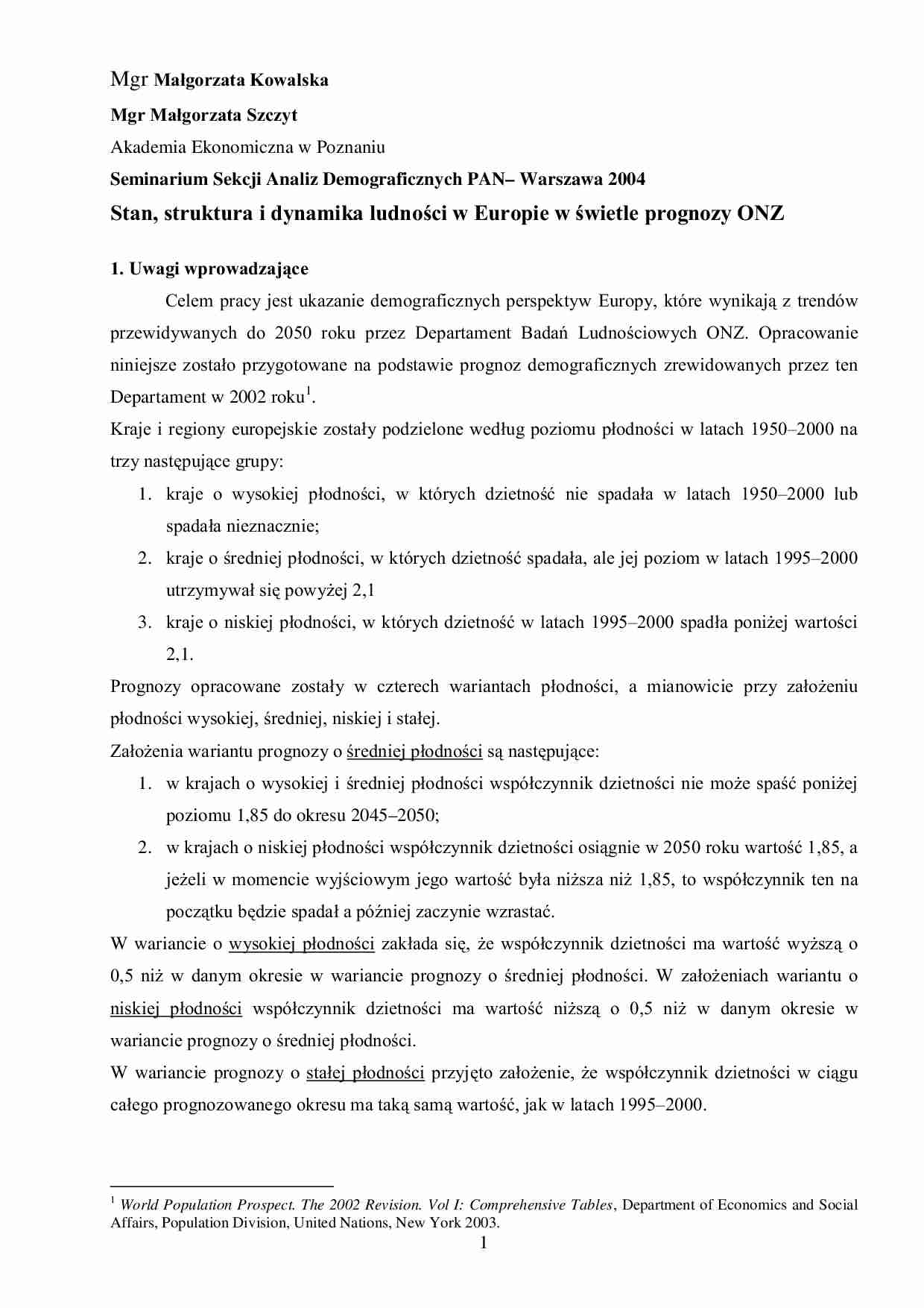 Demografia - wykłady i materiały - strona 1