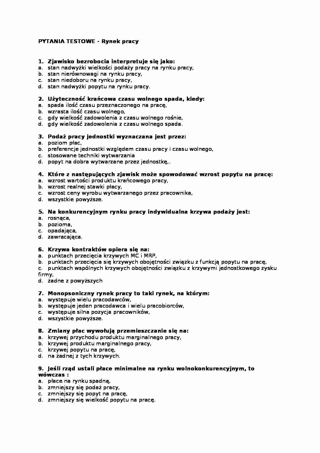 Pytania na egzamin -rynek pracy - strona 1