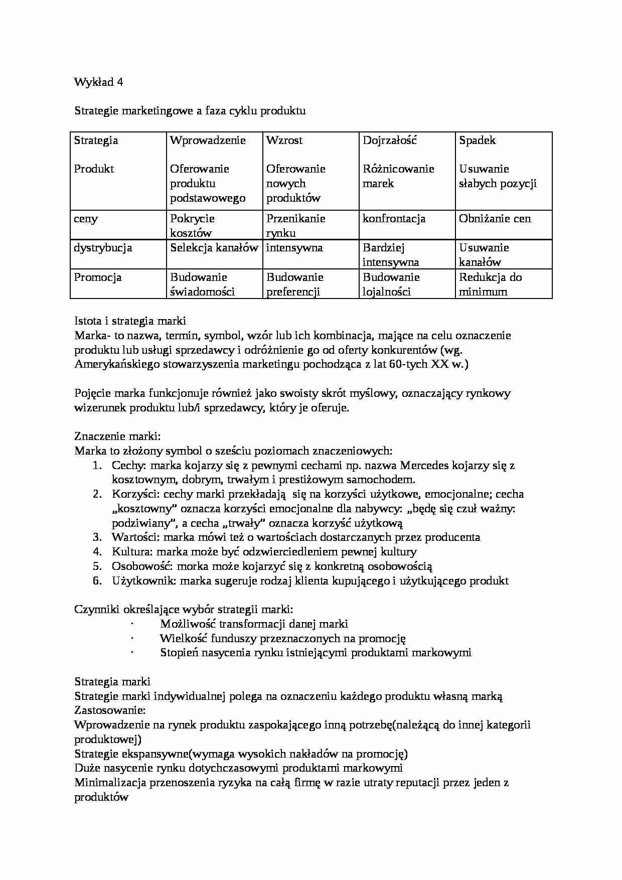 Strategie marketingowe a faza cyklu produktu - strona 1