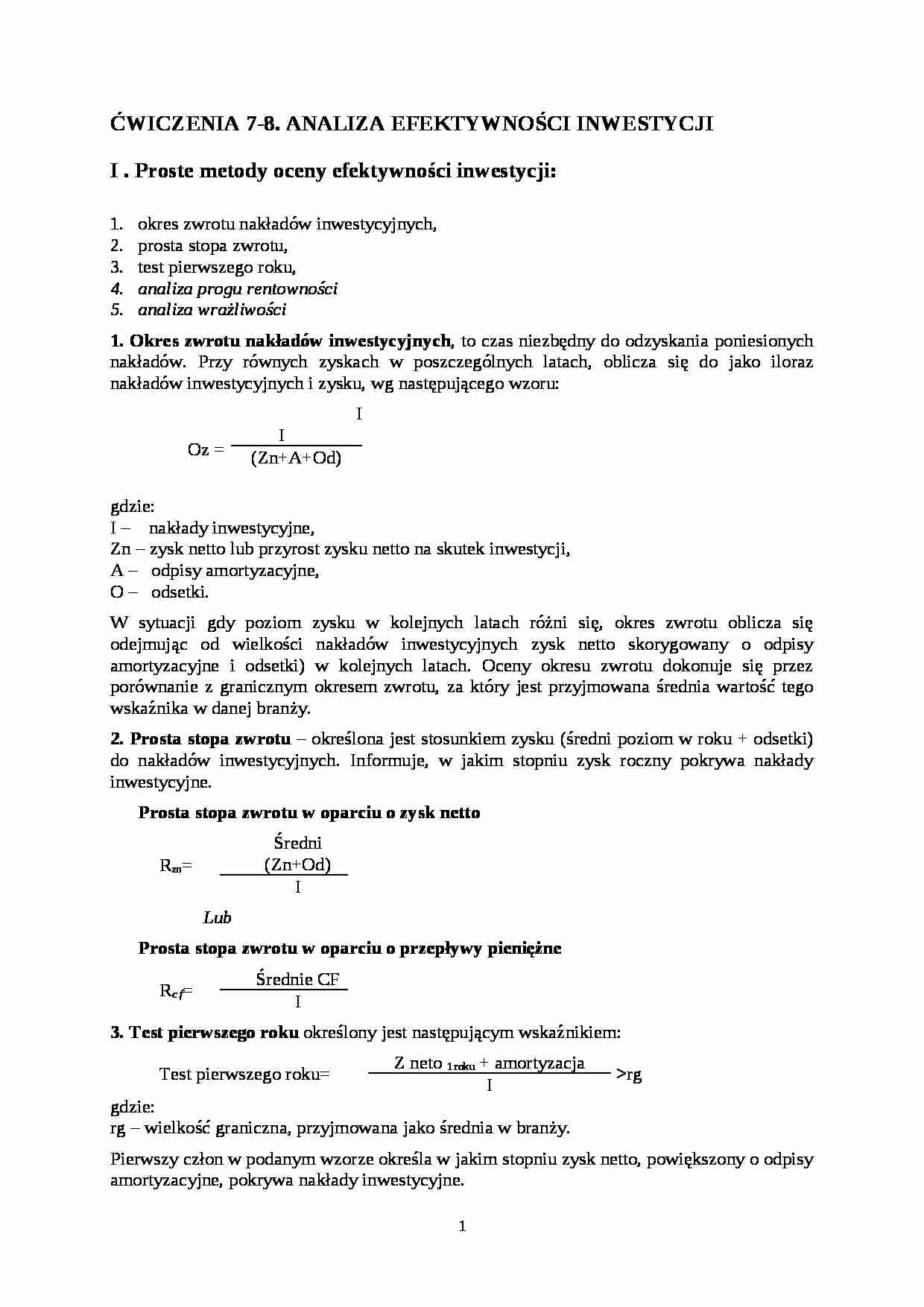 Ocena inwestycji - strona 1