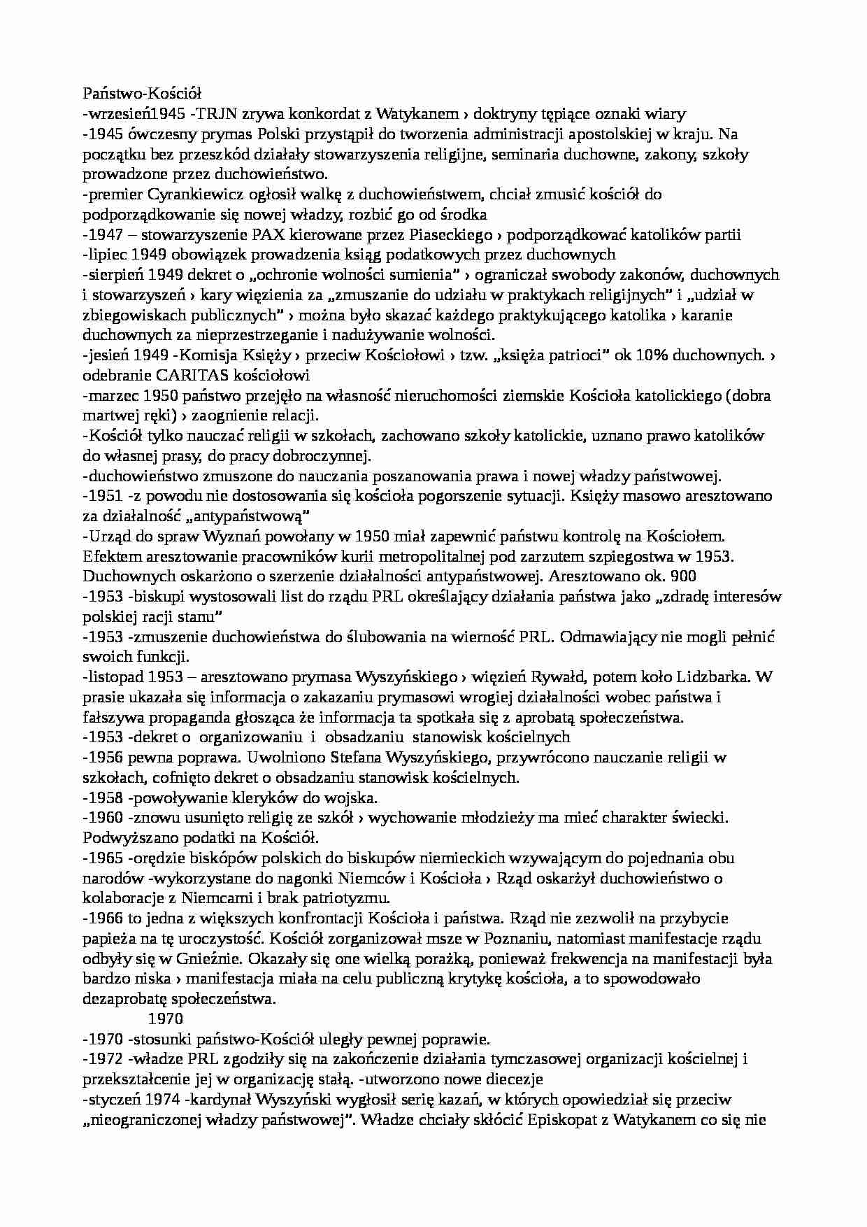 Państwo a kościół - stosunki  - strona 1