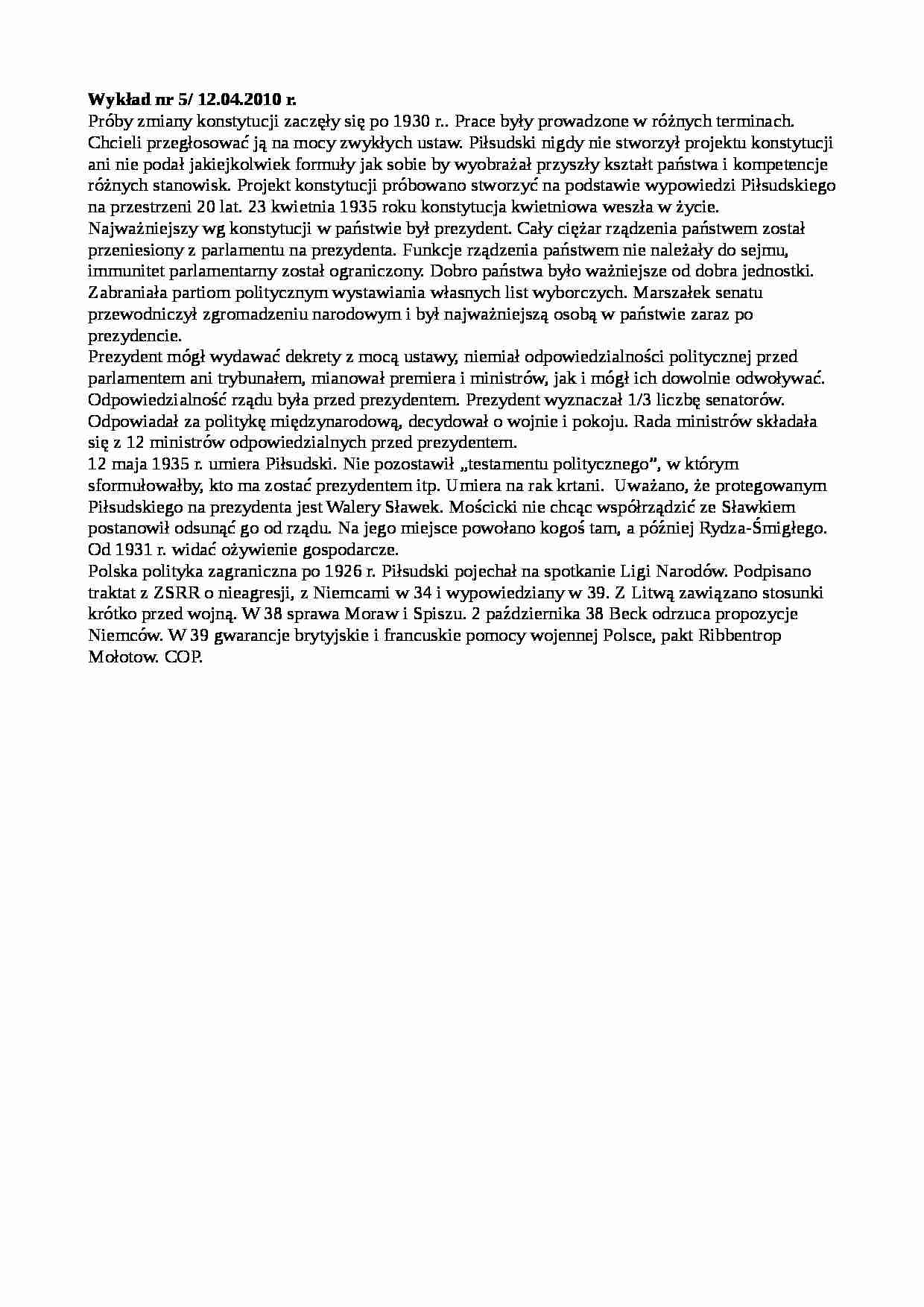 Historia polityczna Polski XX wieku - wykłady - Walery Sławek - strona 1